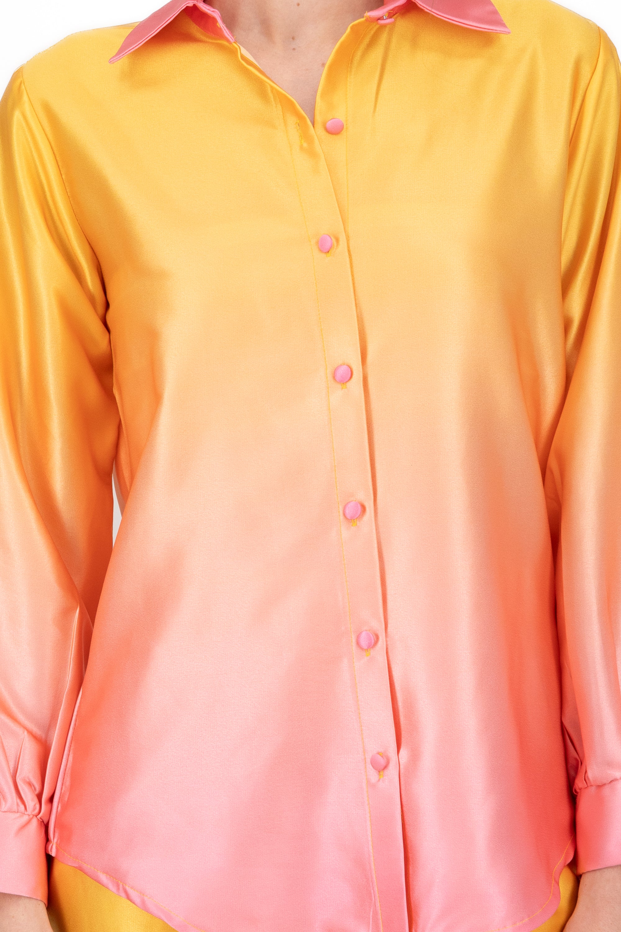 Ombre Button Up Top ORANGE