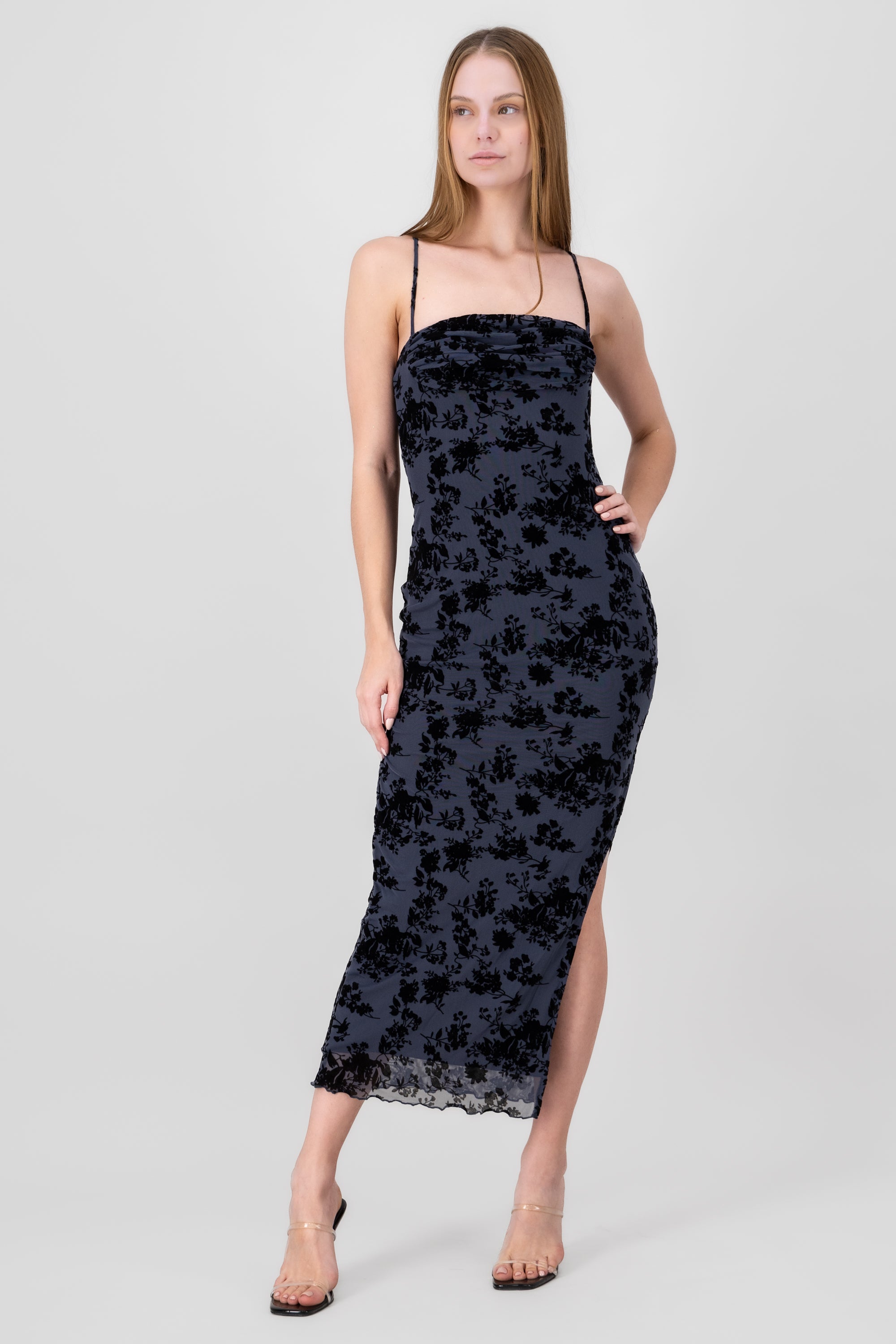 Mika Printed Mesh Maxi Dress NAVY