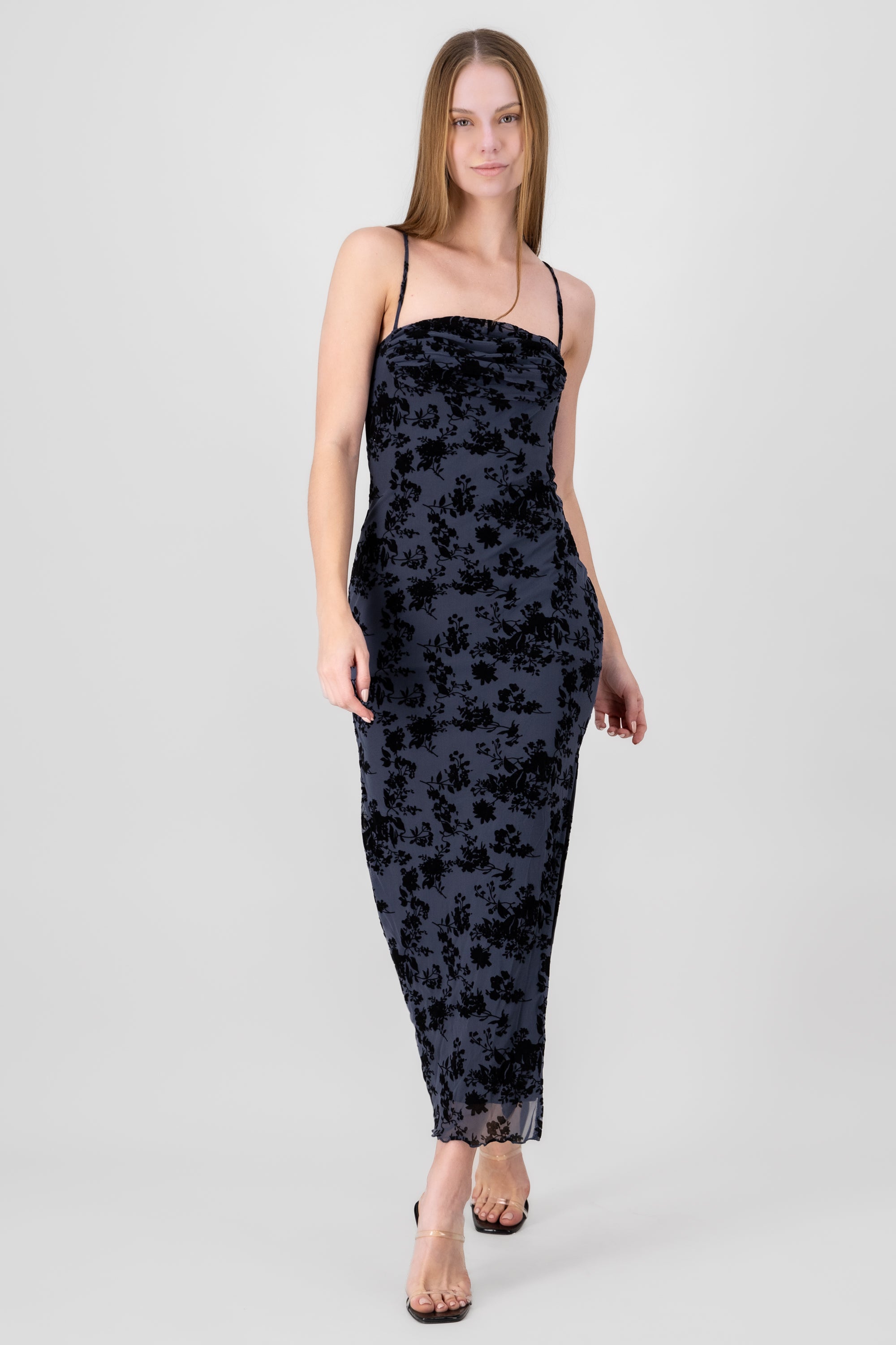 Mika Printed Mesh Maxi Dress NAVY