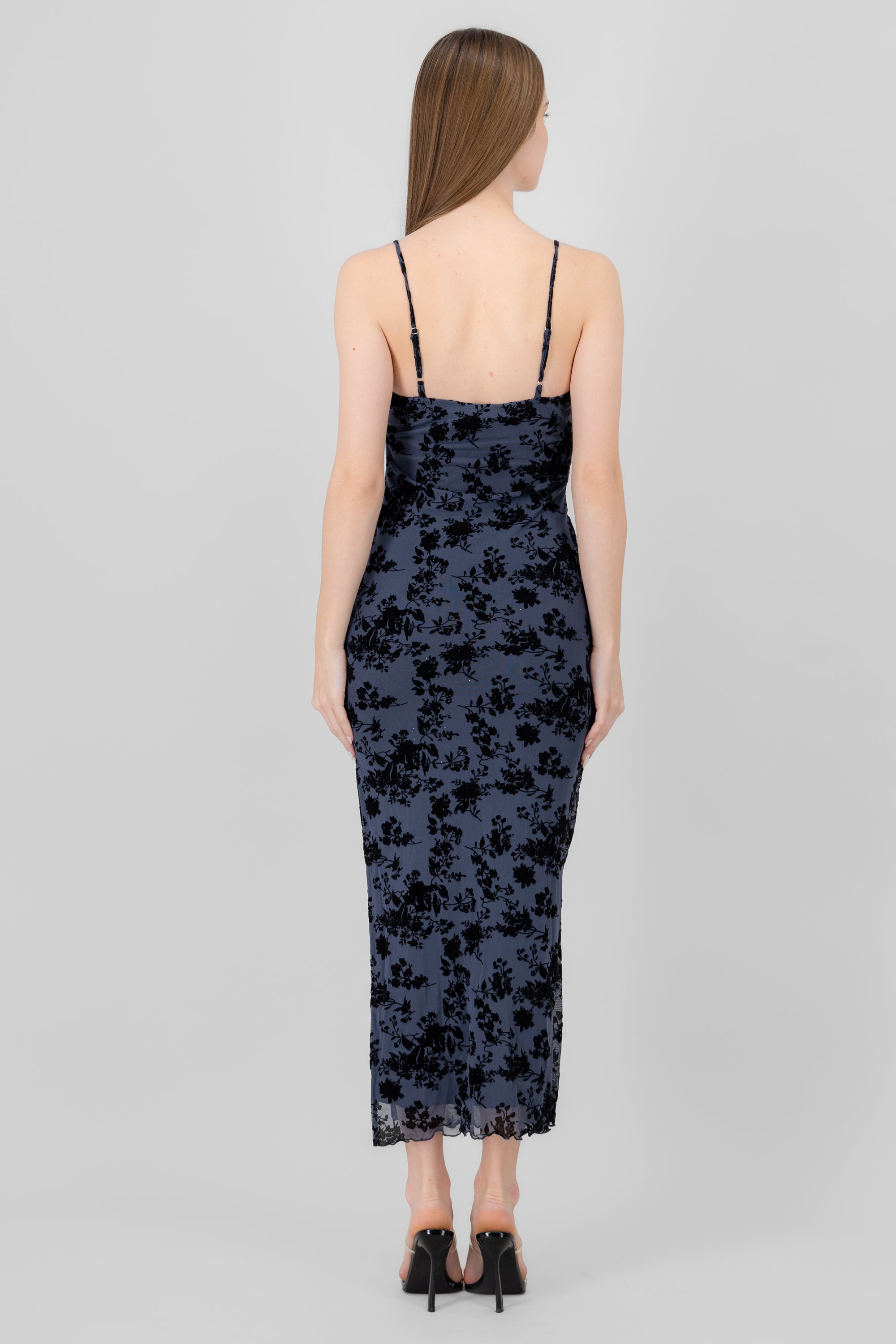 Mika Printed Mesh Maxi Dress NAVY