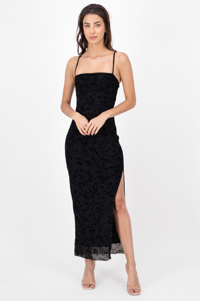 Mika Printed Mesh Maxi Dress BLACK