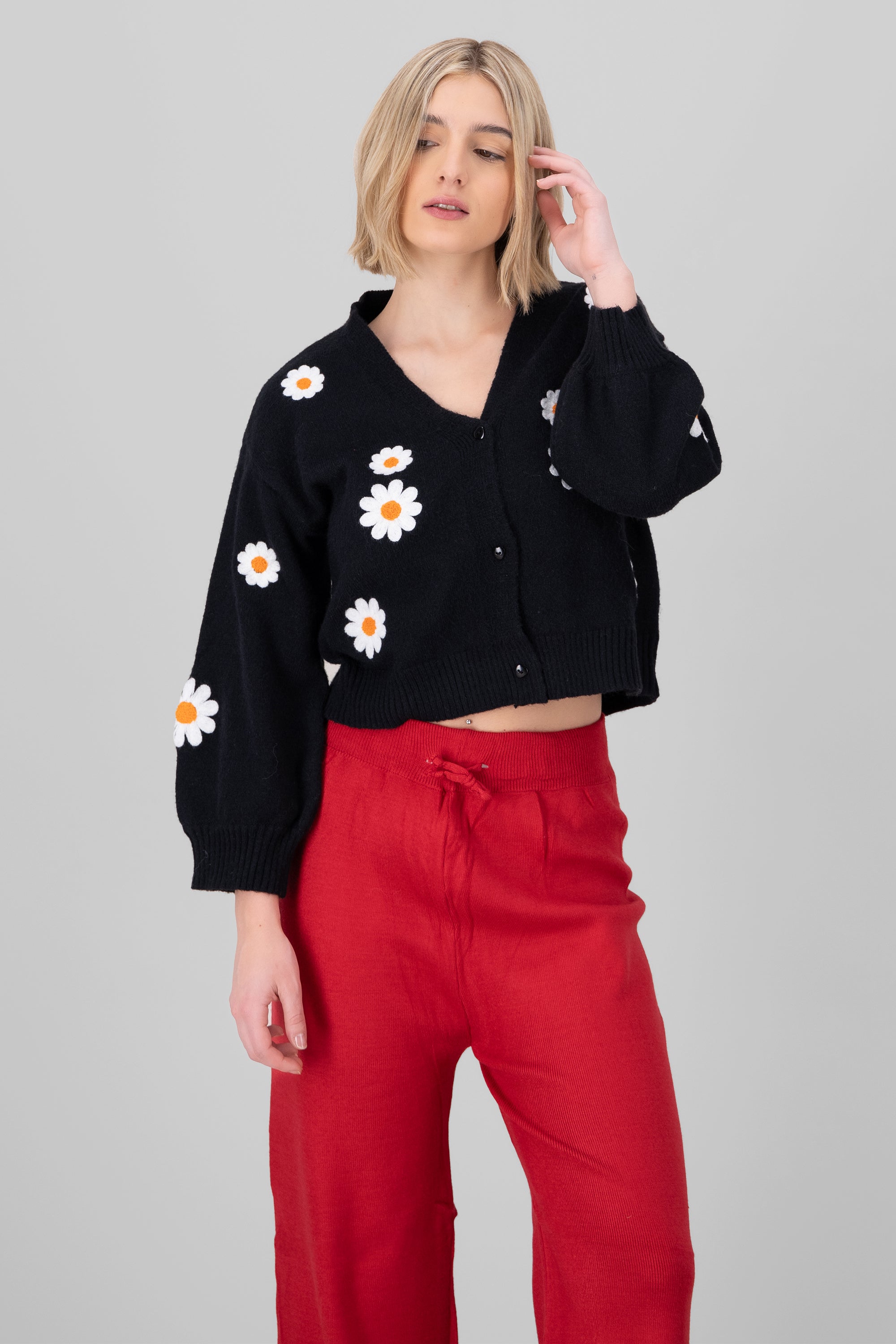 Daisy Knit Cardigan BLACK COMBO