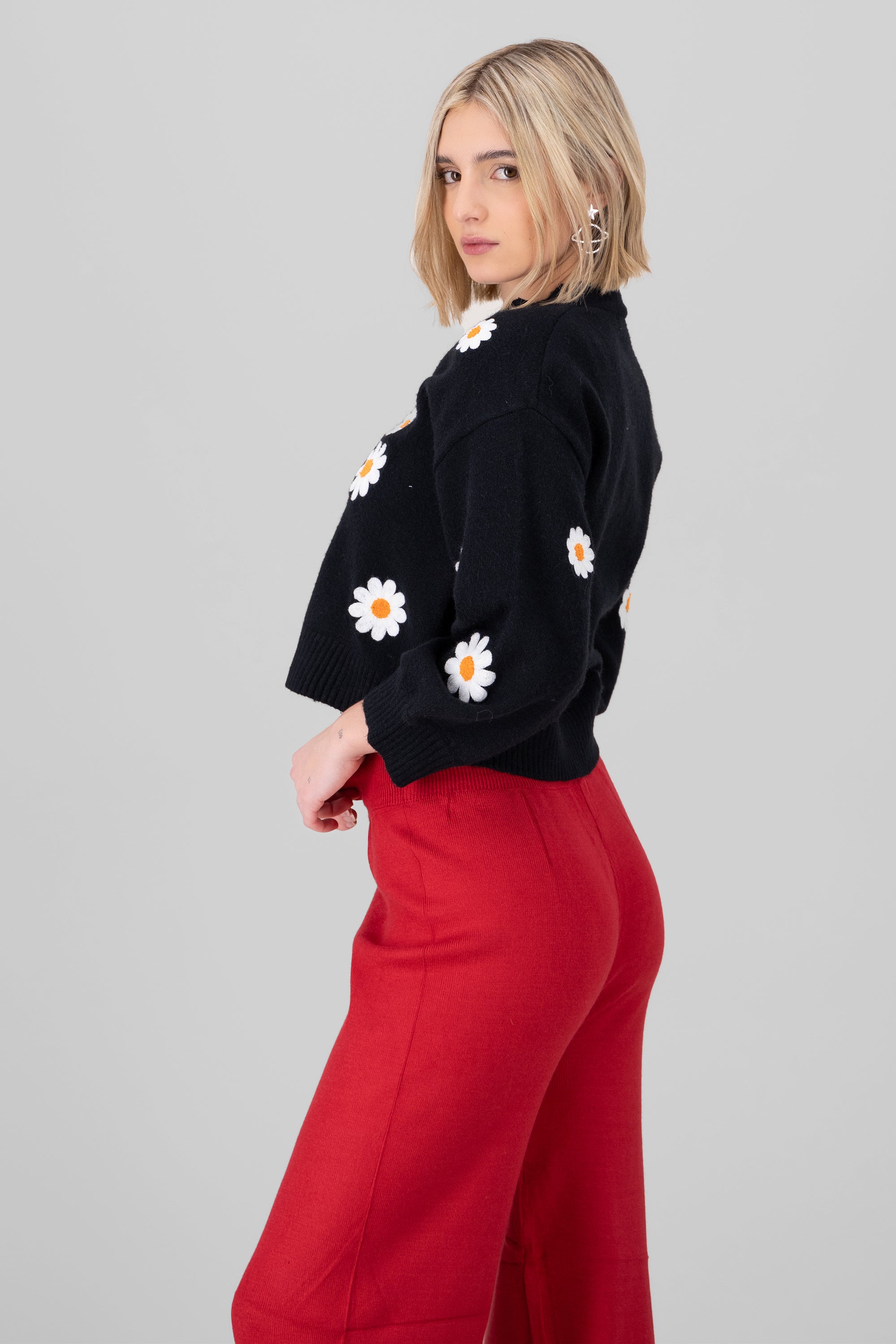 Daisy Knit Cardigan BLACK COMBO