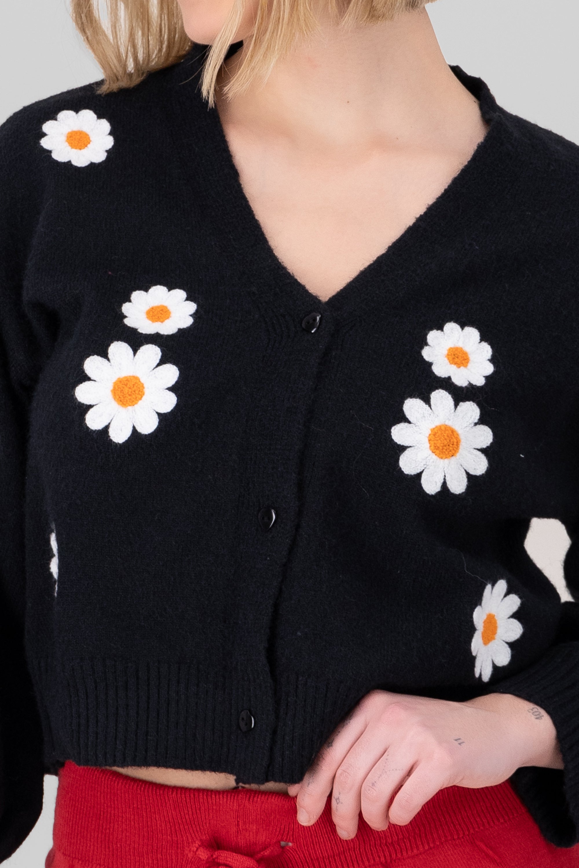 Daisy Knit Cardigan BLACK COMBO