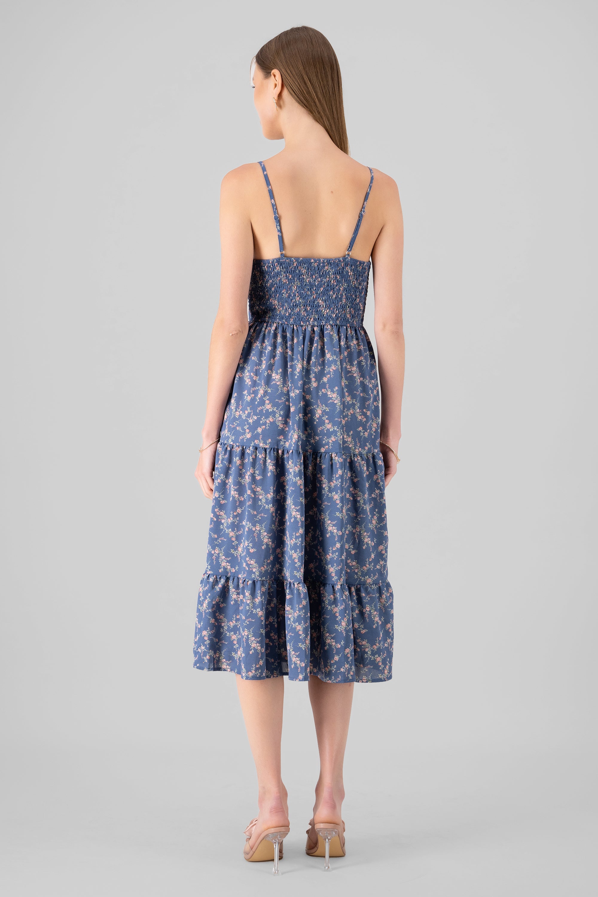 Mini Flower Strap Day Dress BLUE COMBO