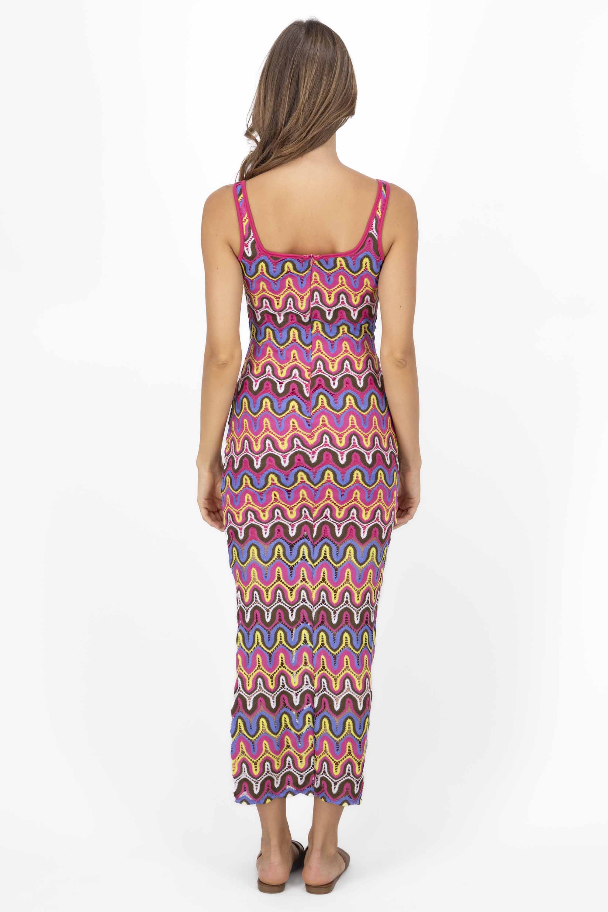 Funky Print Woven Maxi Tank Dress PINK COMBO