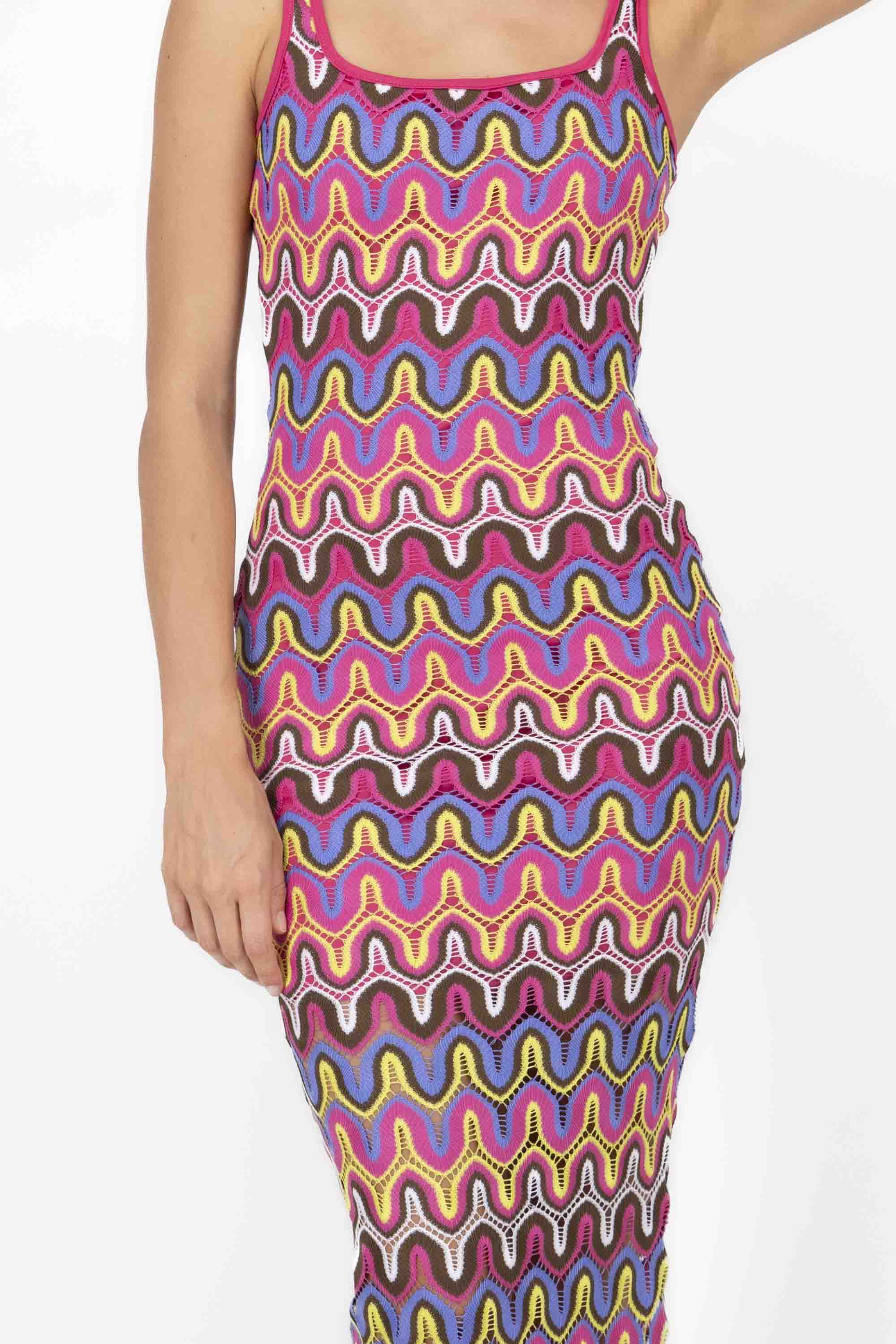 Funky Print Woven Maxi Tank Dress PINK COMBO