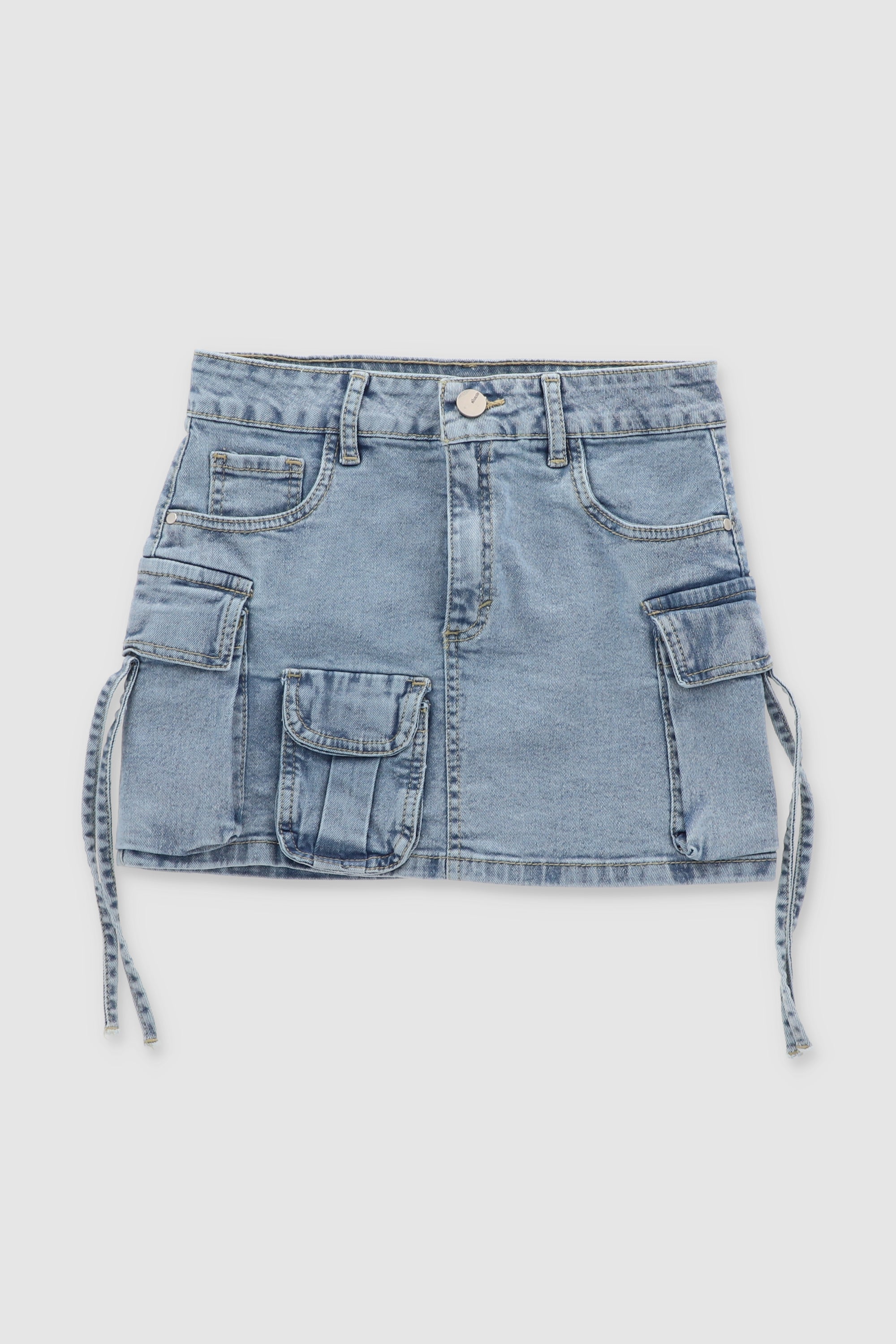 Cargo Pocket Mini Skirt LIGHT ACID WASH