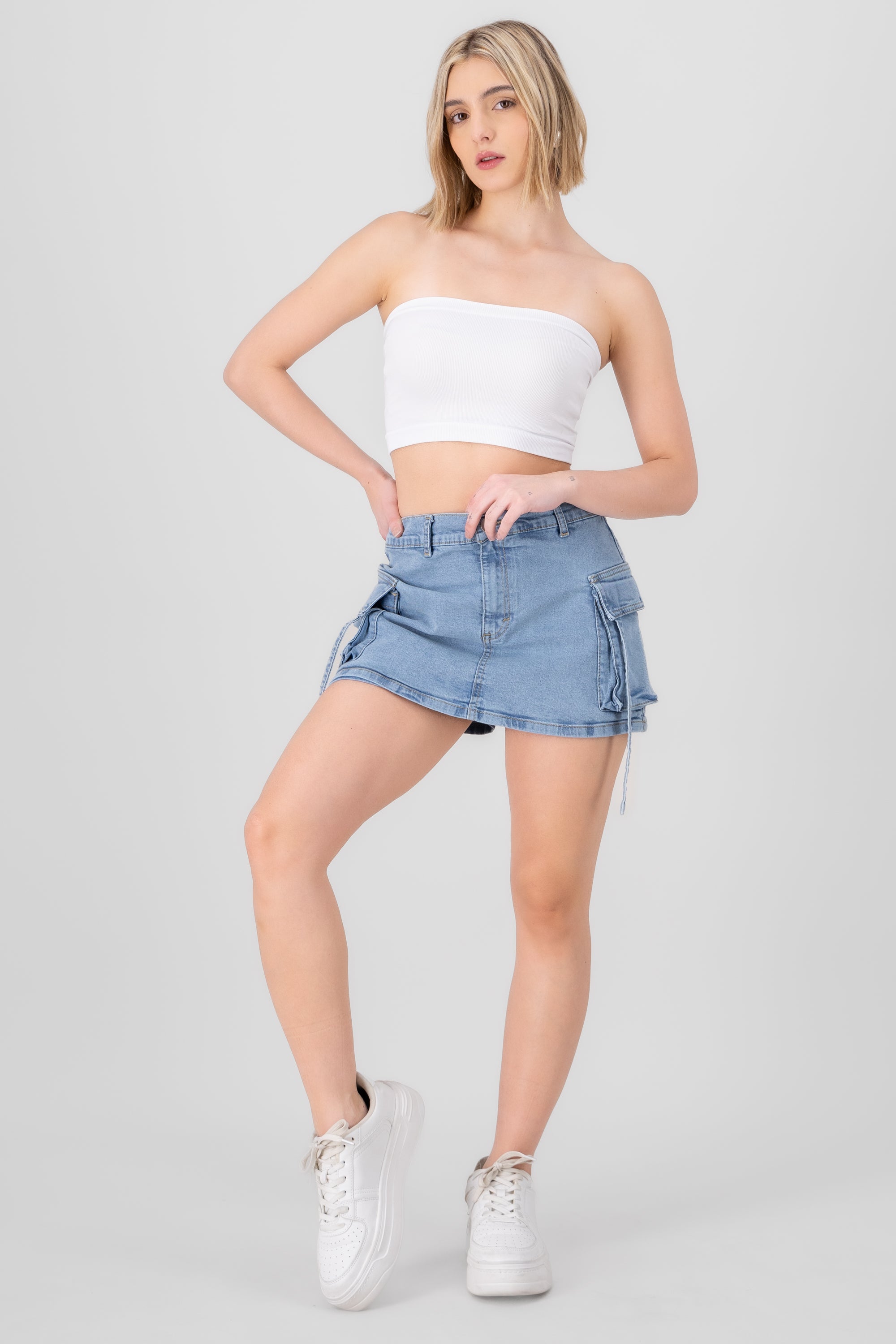 The Cargo Mini Skirt LIGHT ACID WASH