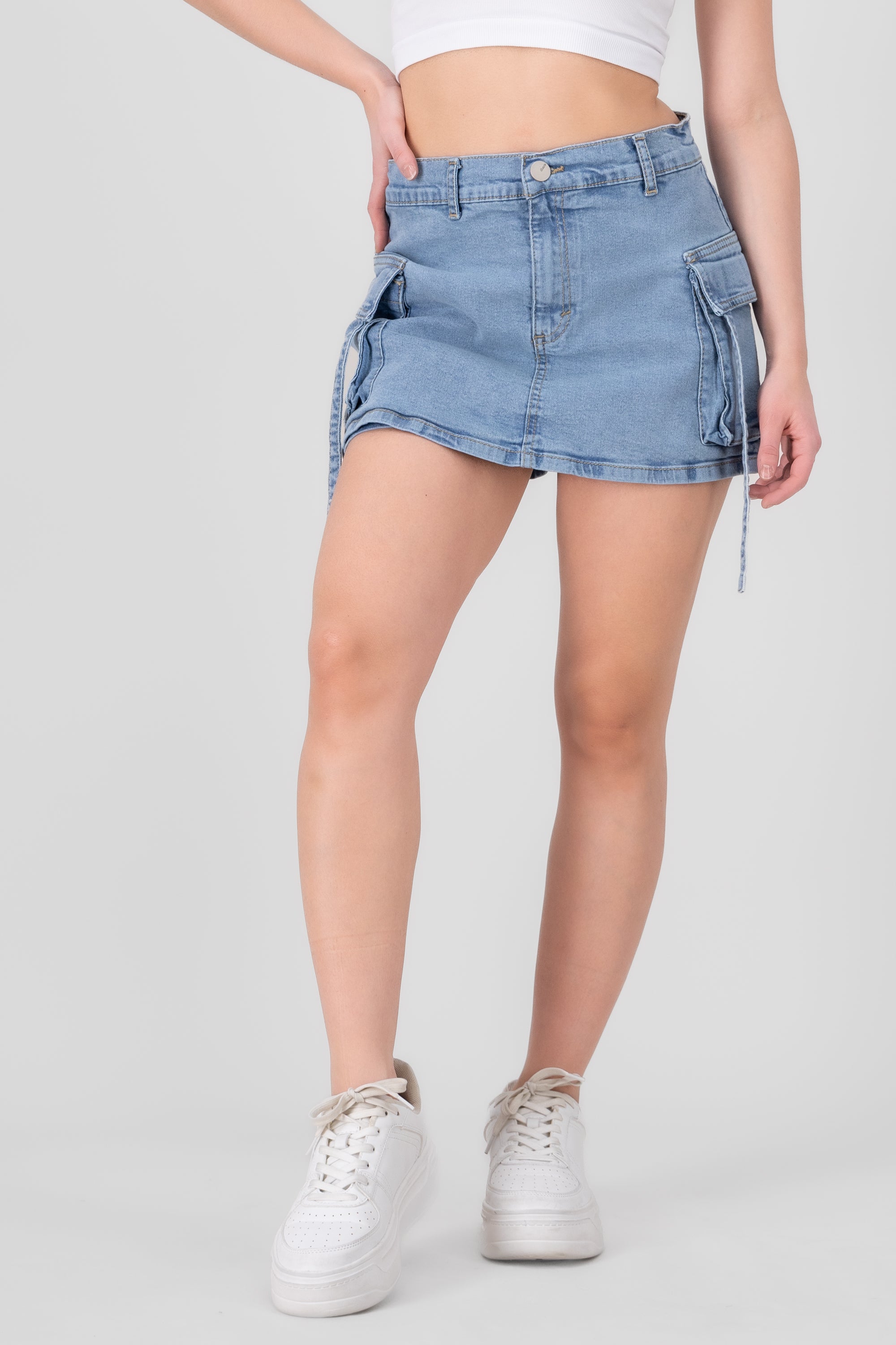 The Cargo Mini Skirt LIGHT ACID WASH