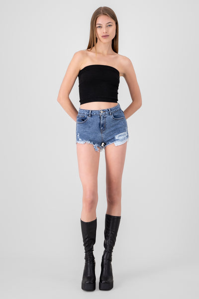 Cut Off Pocket Denim Shorts LIGHT WASH