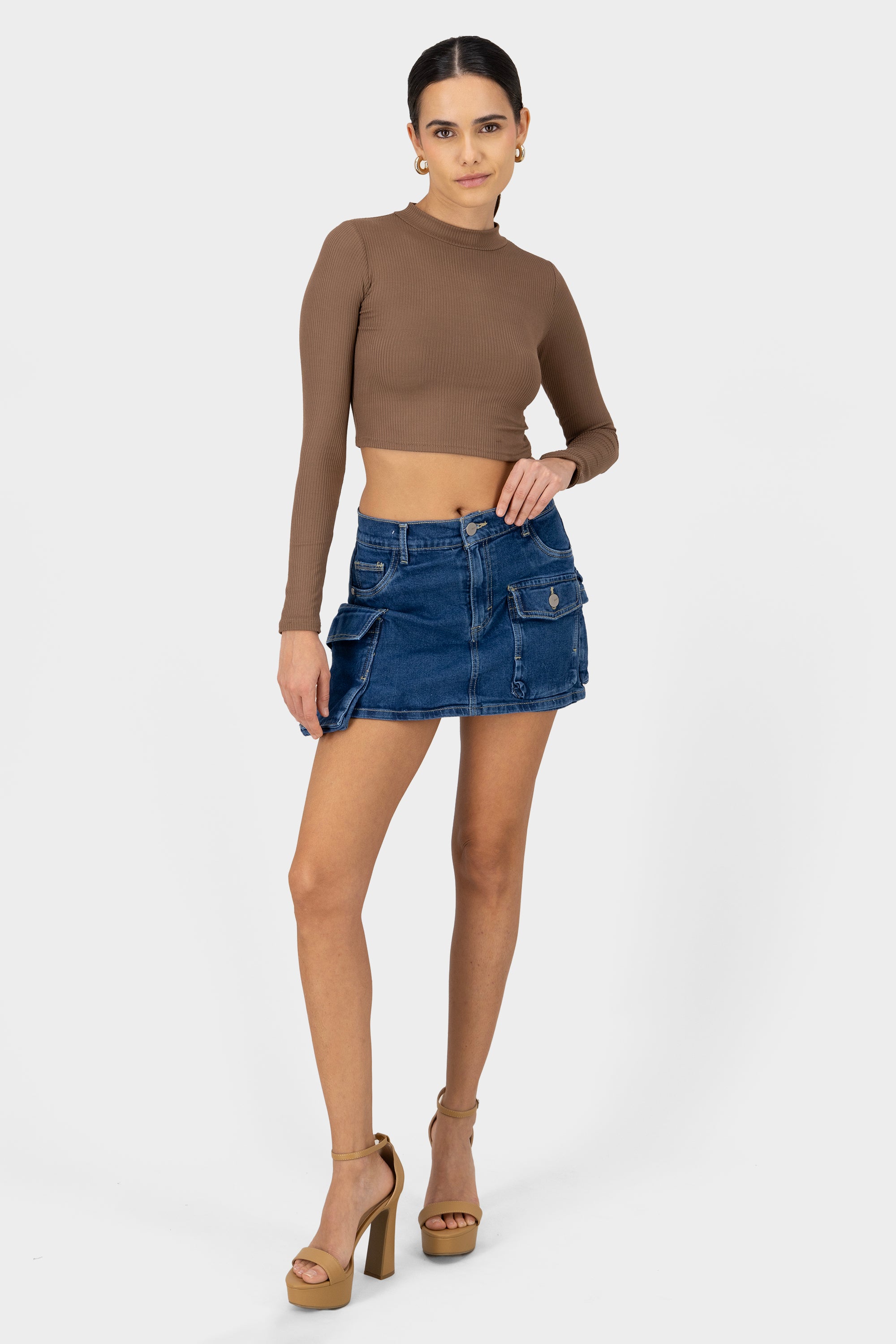 Mini Jean Denim Skort STONE