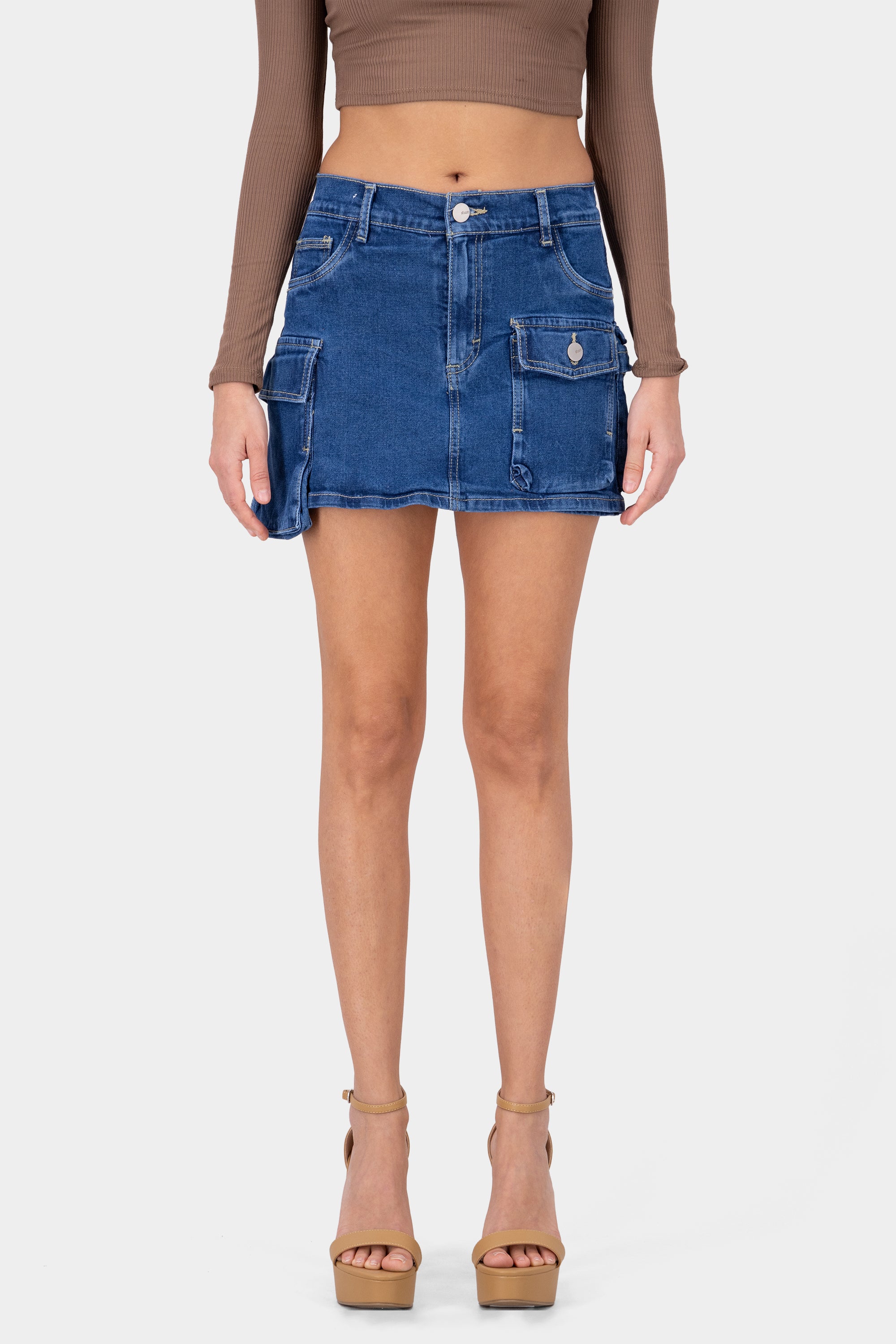 Mini Jean Denim Skort STONE