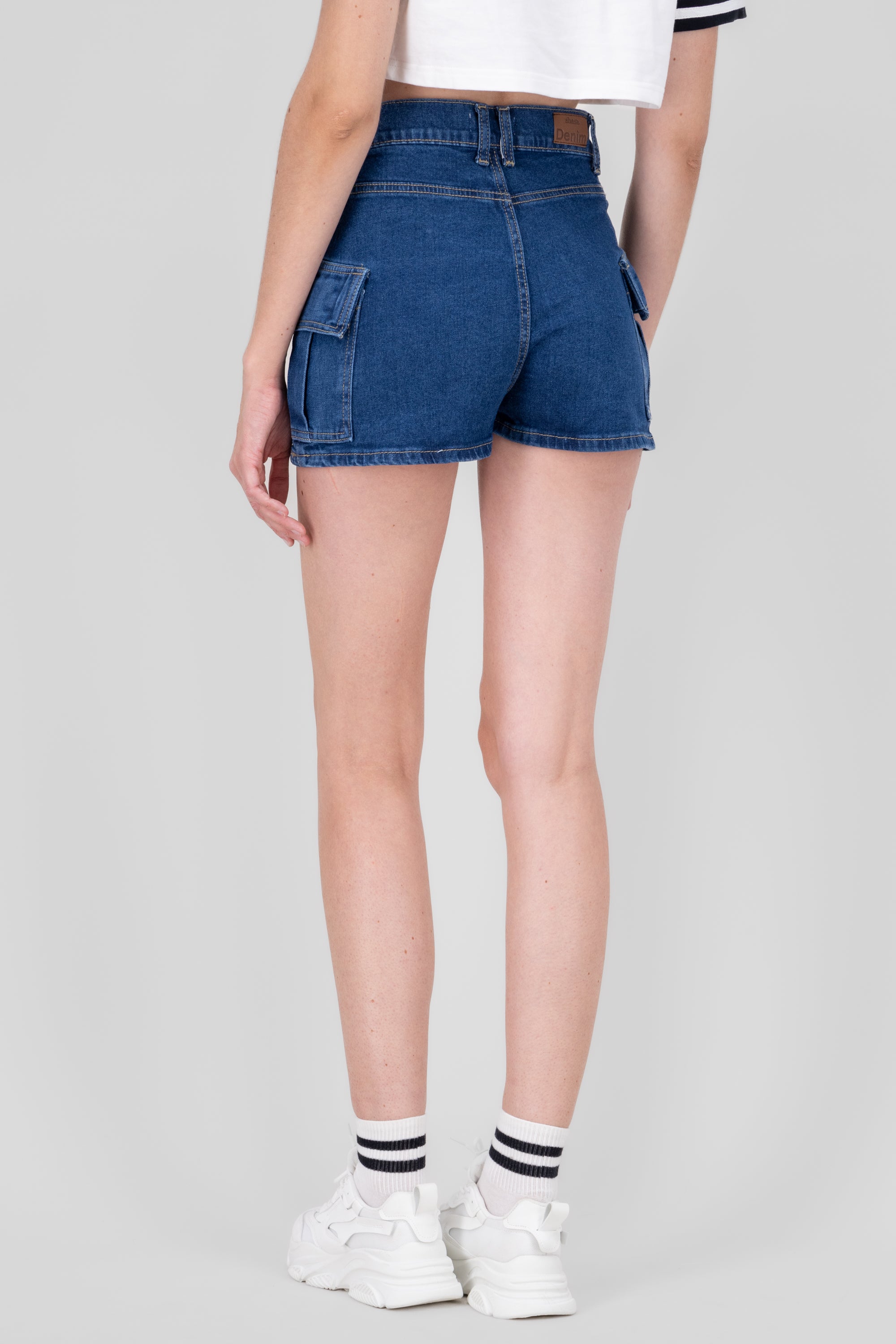 Cargo High Waist Denim Skort STONE