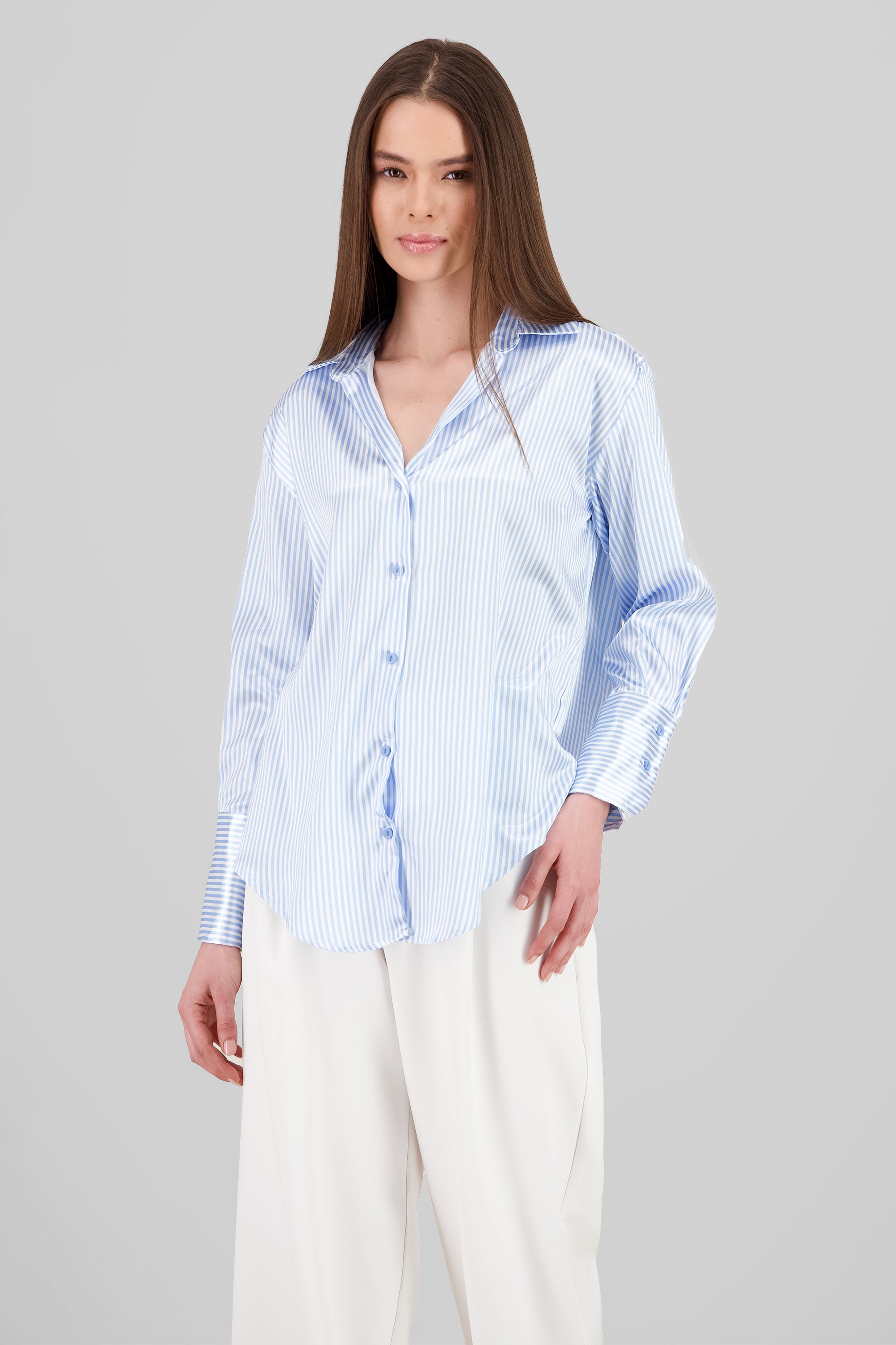 Classic Stripped Button Down Top SKY BLUE