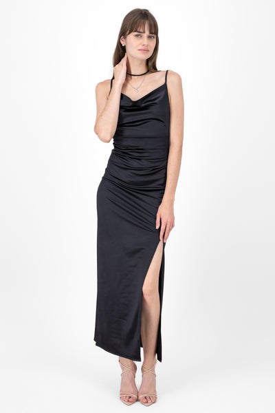 Drapped Maxi Night Dress BLACK