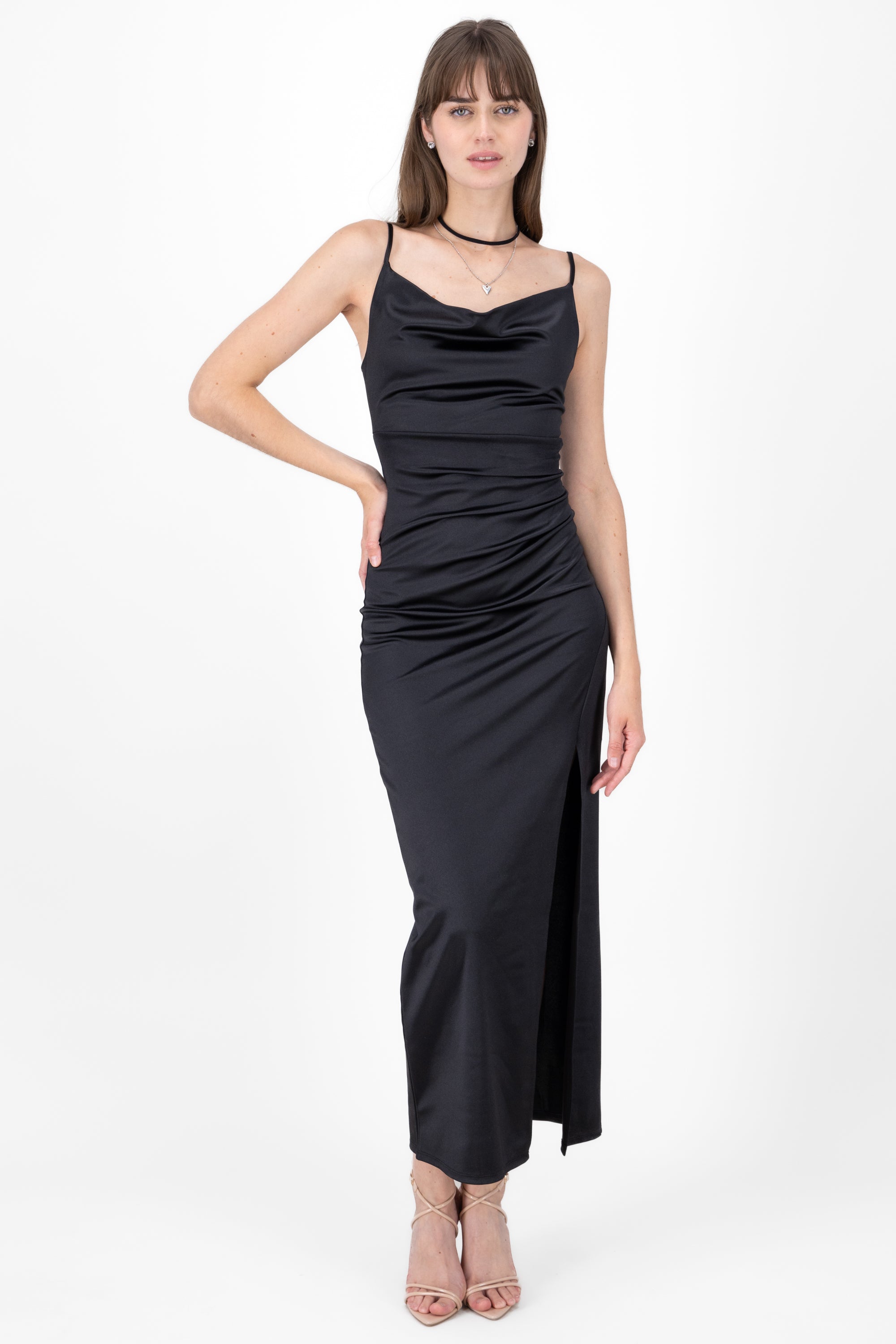 Drapped Maxi Night Dress BLACK