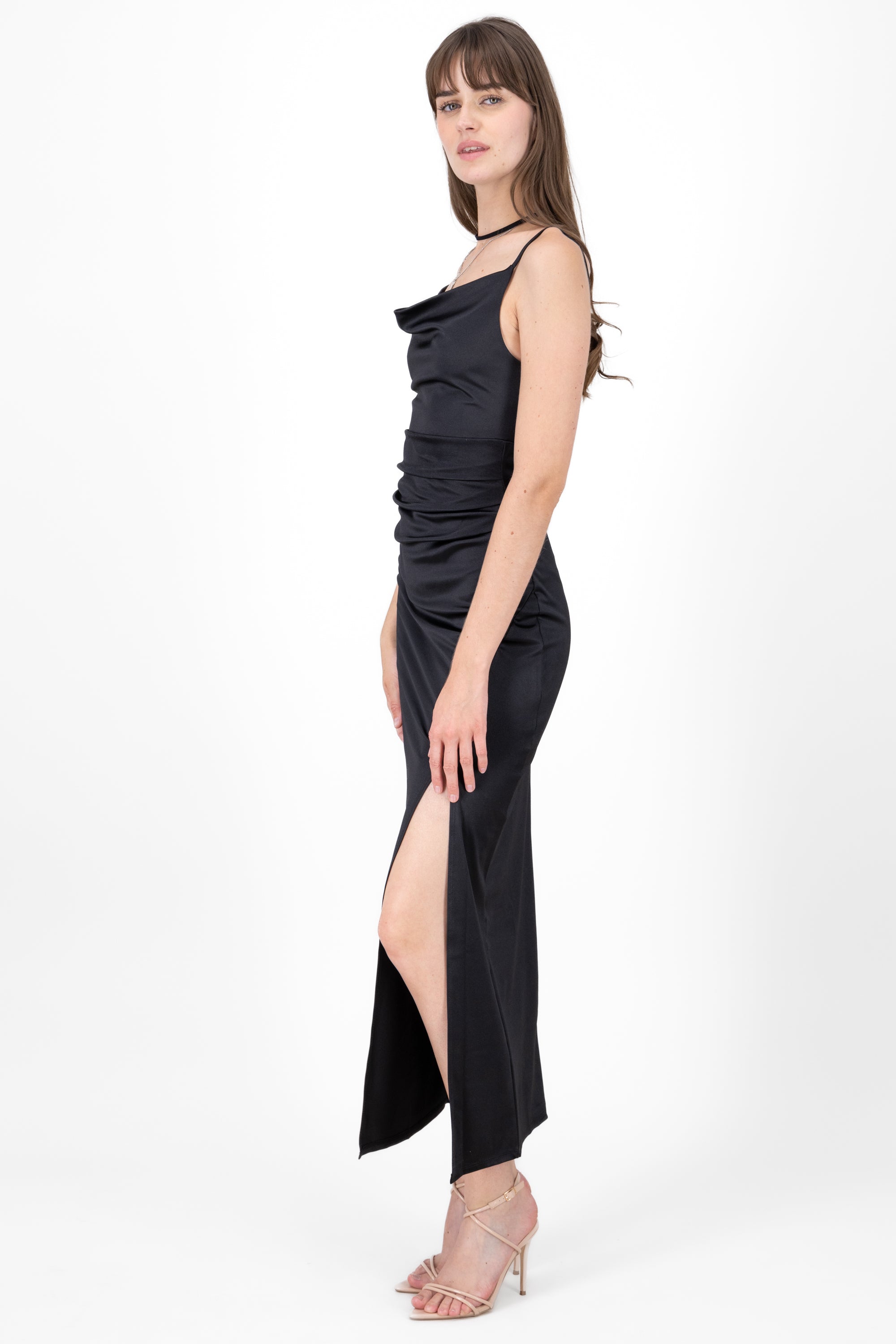 Drapped Maxi Night Dress BLACK