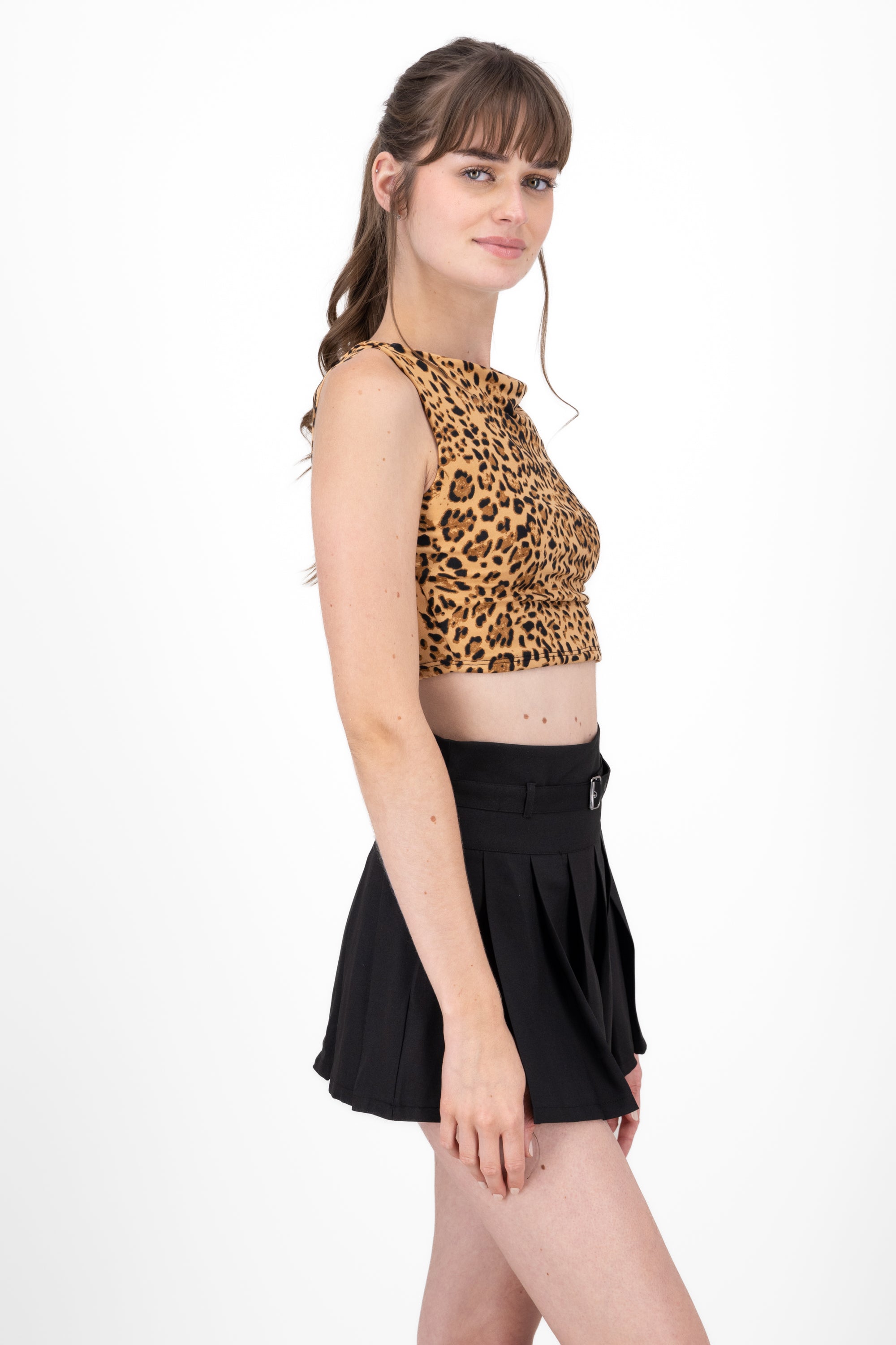 Leopard Print Crop Top BROWN COMBO