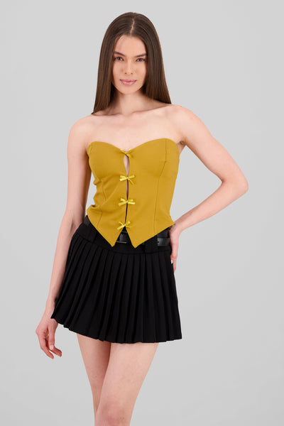 Strapless Bow Corset Top DARK GRAY