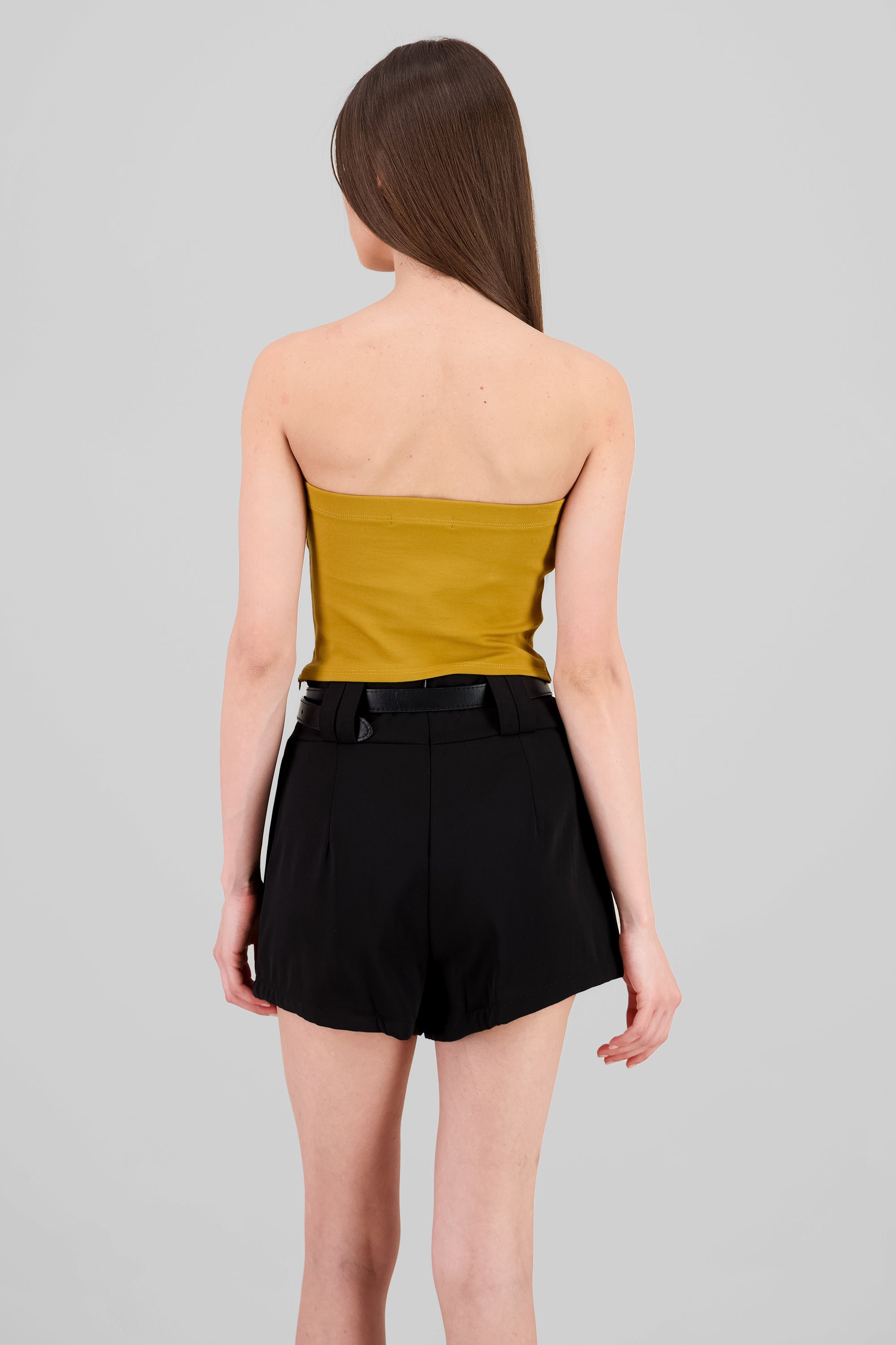 Strapless Bow Corset Top MUSTARD