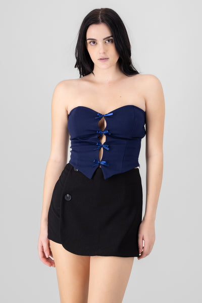 Strapless Bow Corset Top ROYAL BLUE