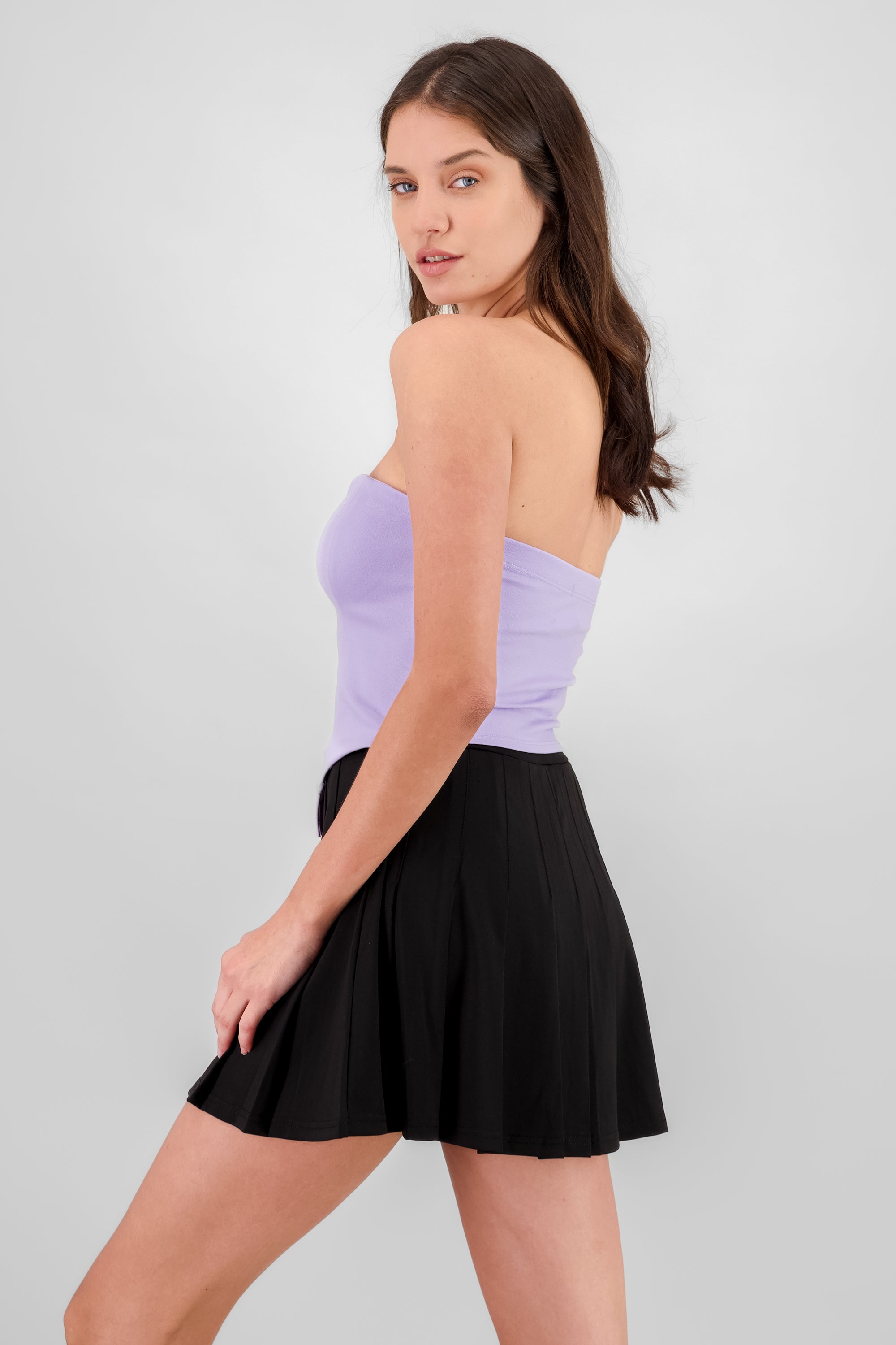 Strapless Bow Corset Top PASTEL PURPLE