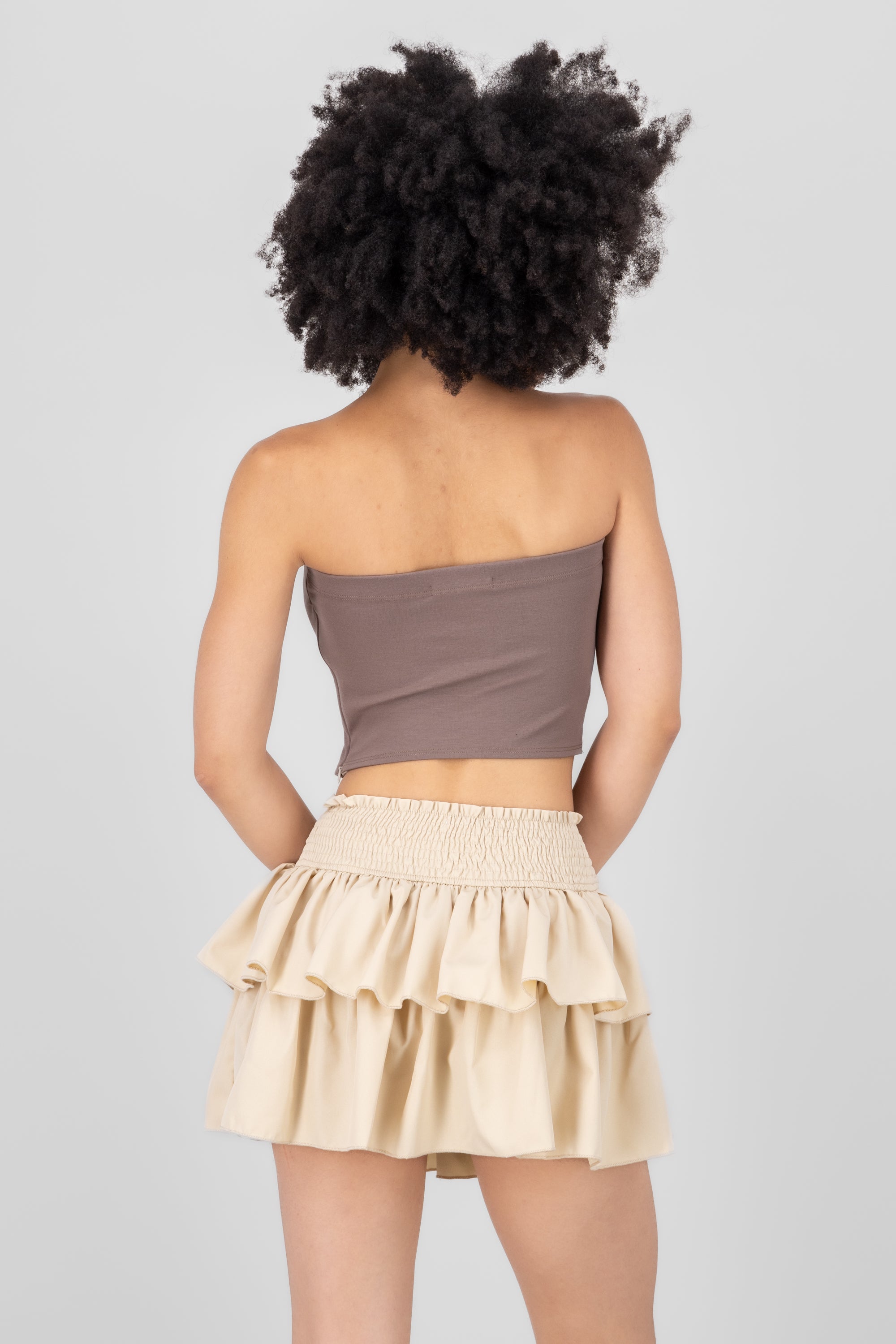 Strapless Bow Corset Top TAUPE