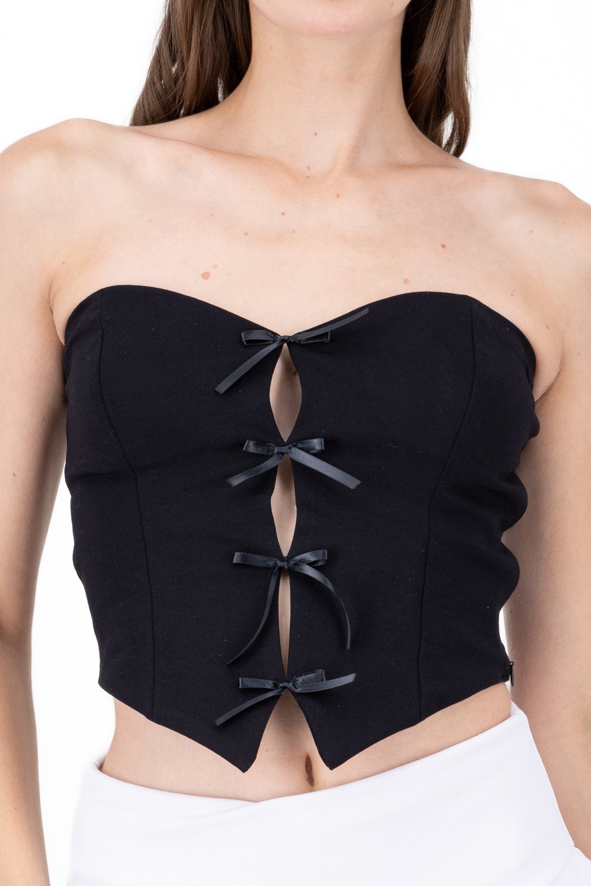 Strapless Bow Corset Top BLACK