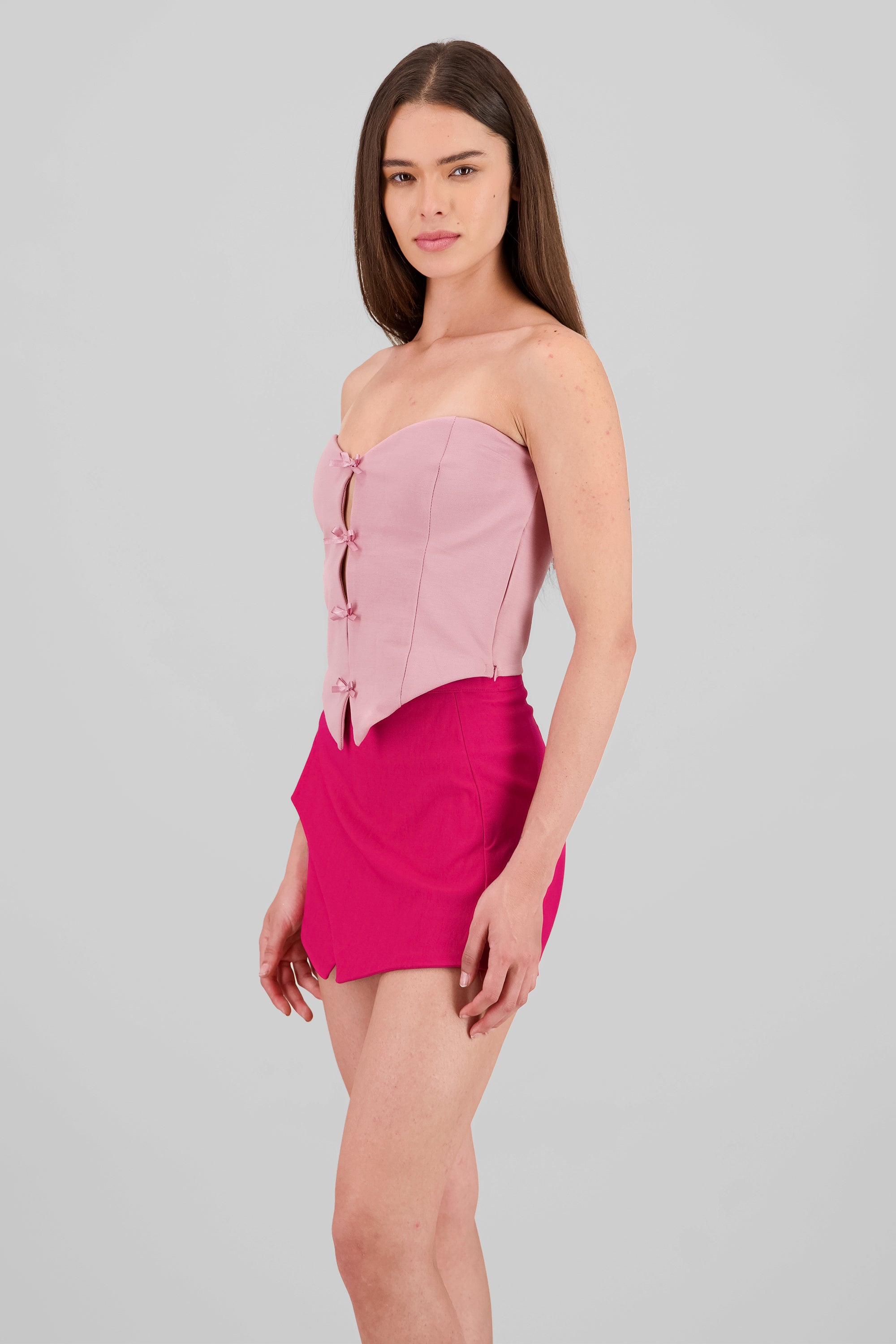 Strapless Bow Corset Top MAUVE