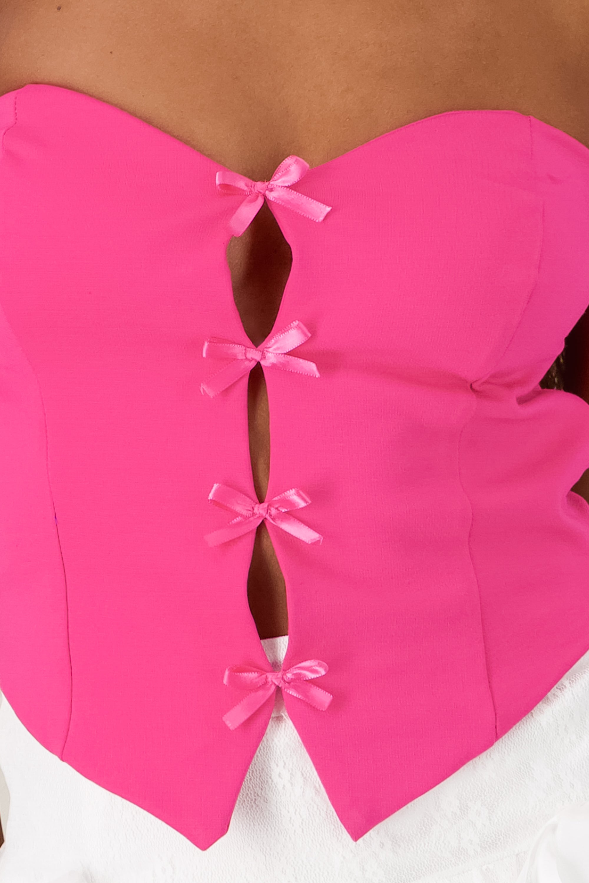 Strapless Bow Corset Top FUCHSIA