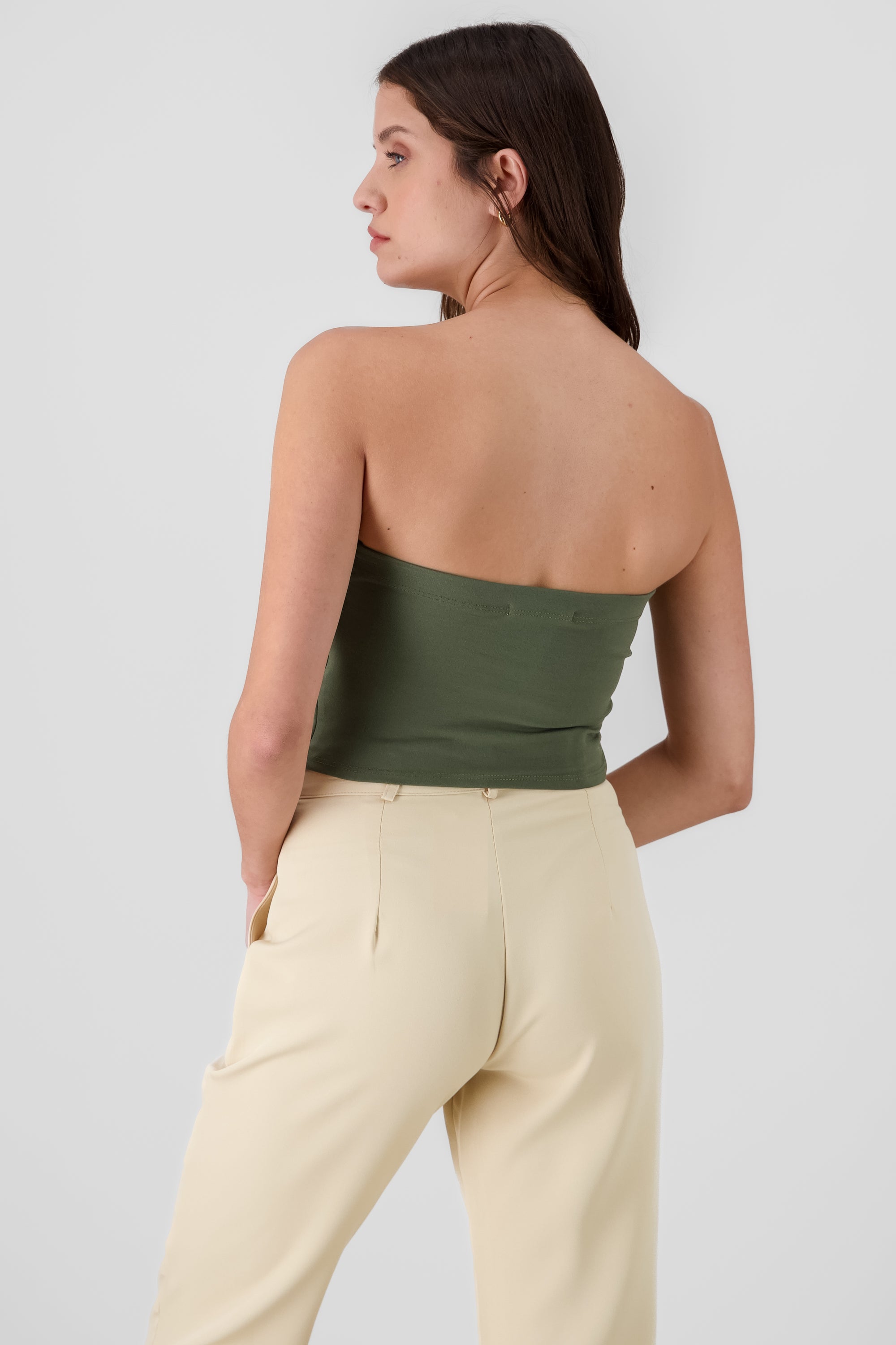 Strapless Bow Corset Top OLIVE