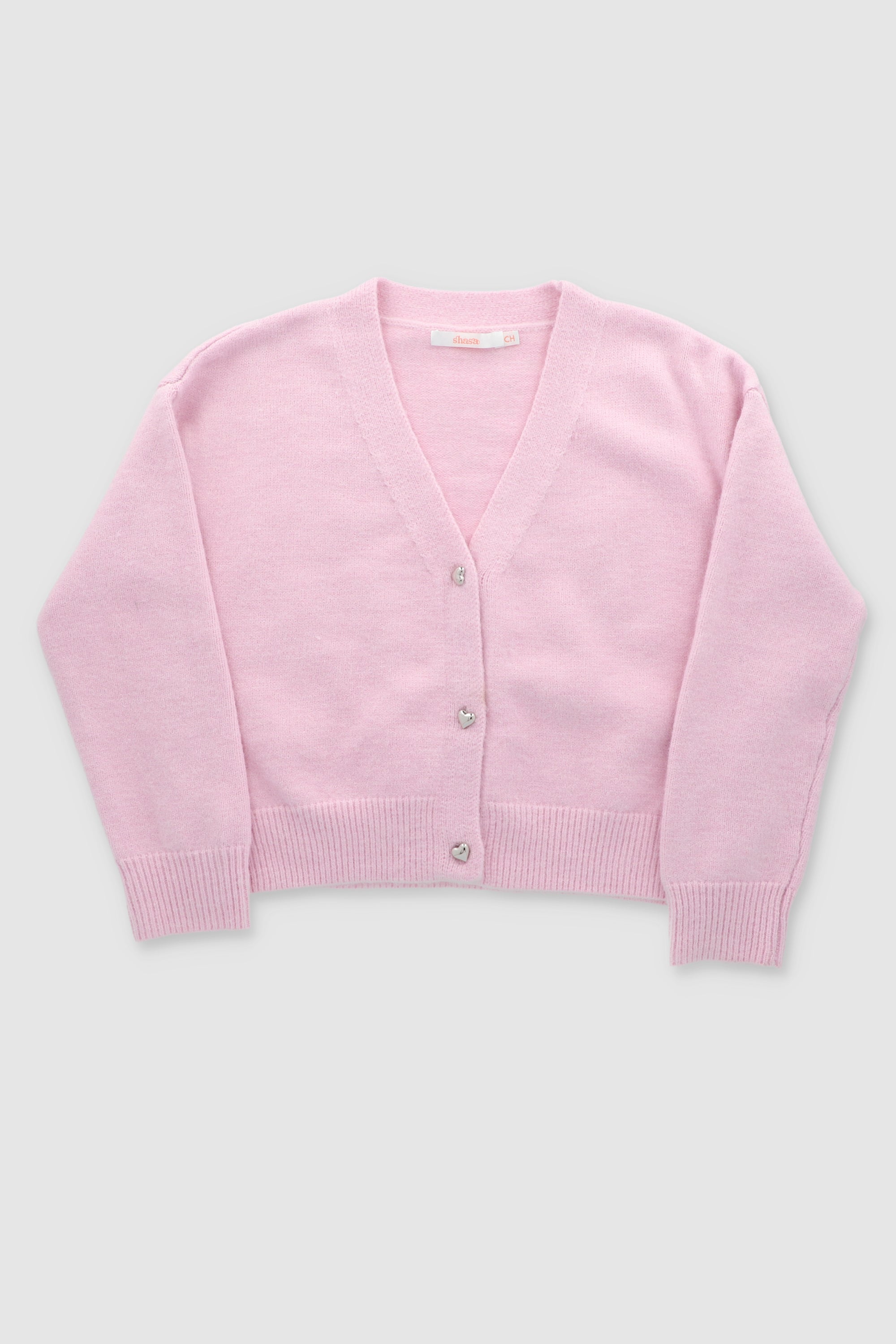 Heart Button Cardigan PINK