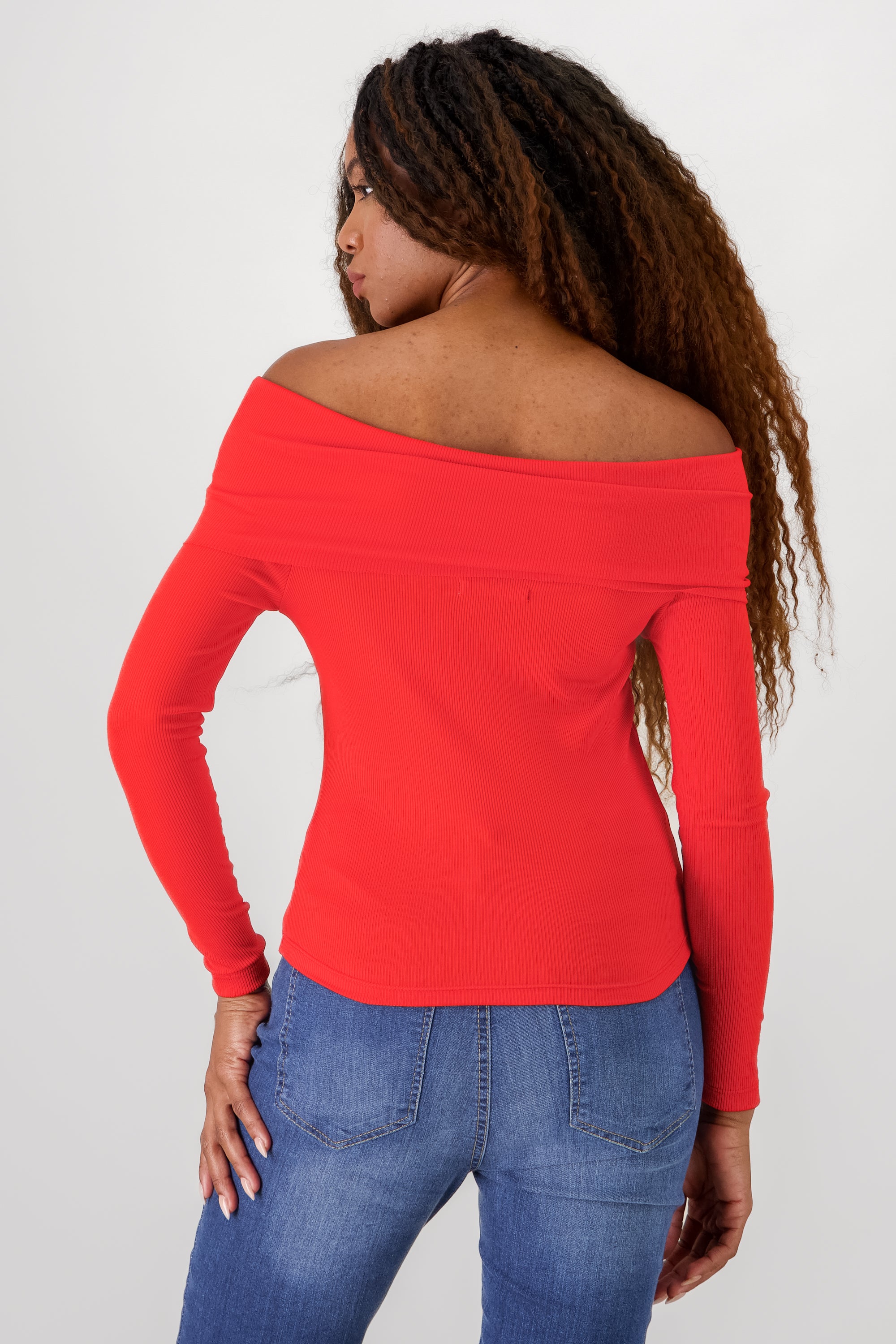 Off Shoulder Solid Top RED