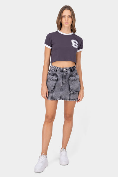 Denim Cargo Skirt GRAY