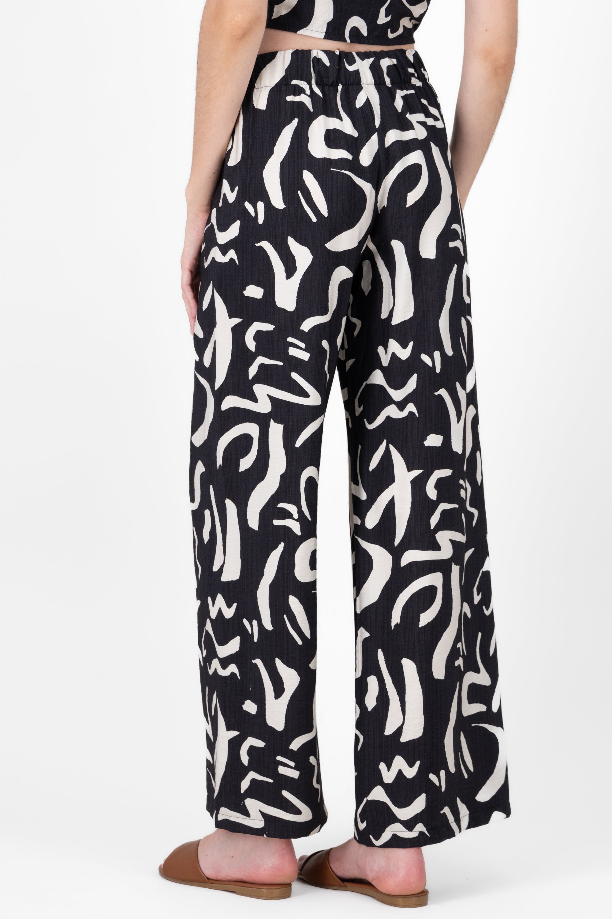 Two  Toned Printed Wide Leg Pant BLACK COMBO