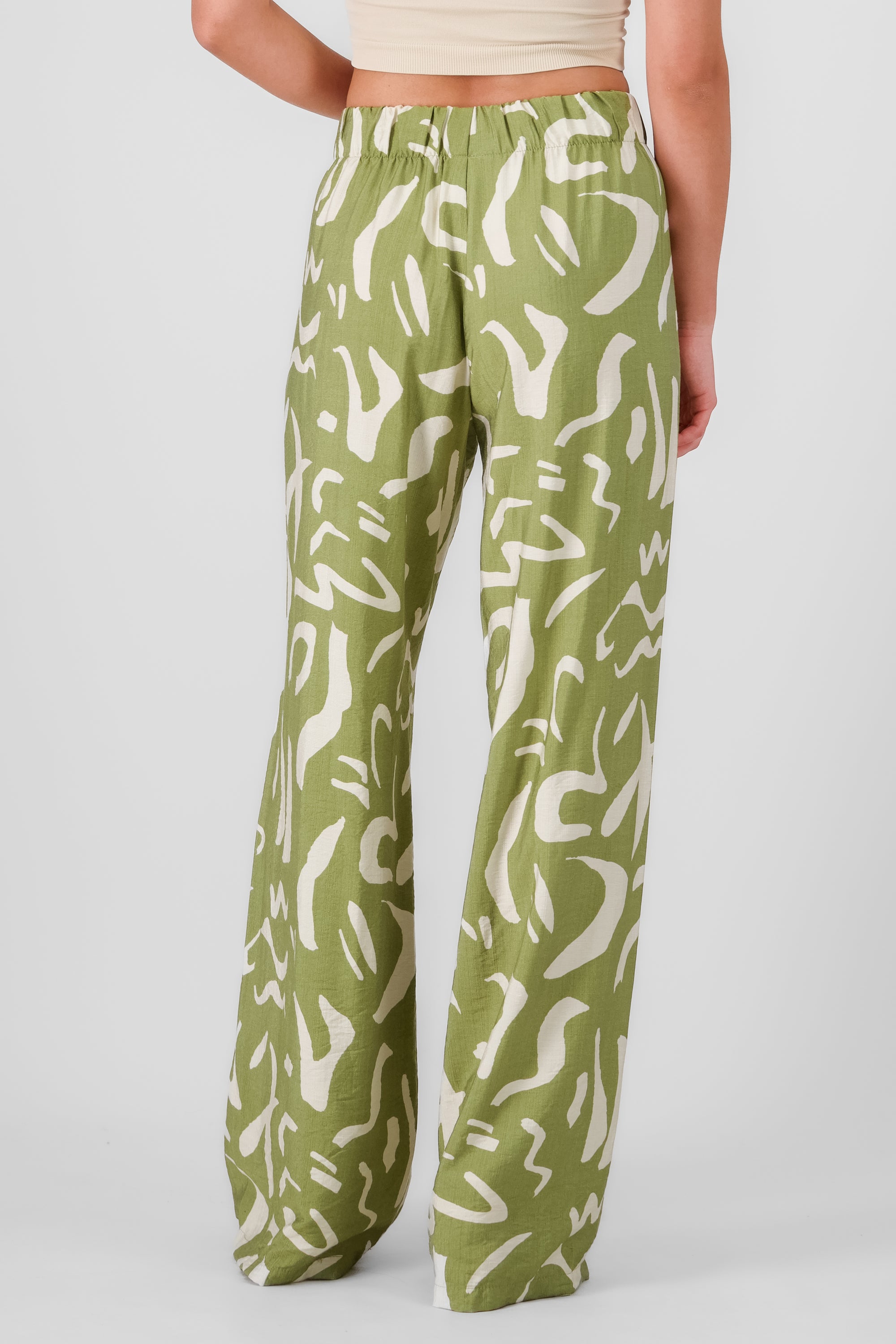 Two  Toned Printed Wide Leg Pant GREEN COMBO