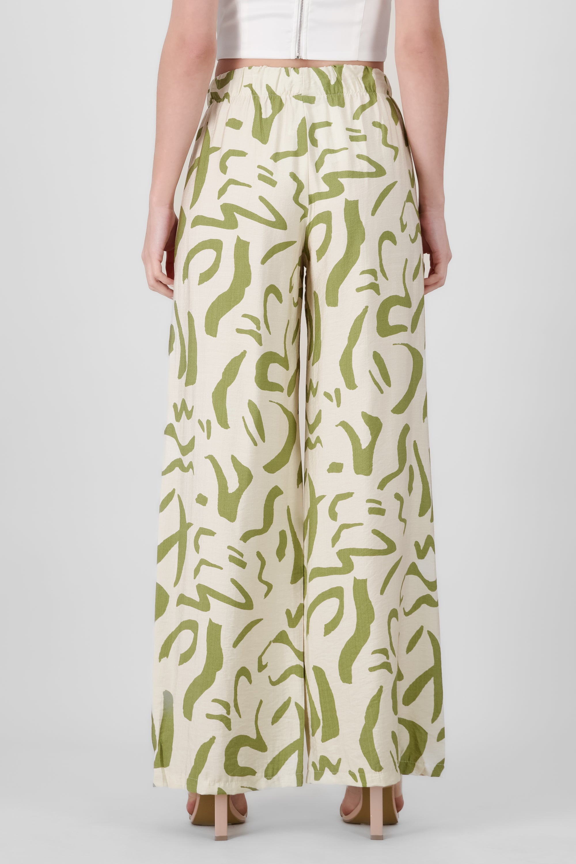 Two  Toned Printed Wide Leg Pant OLIVE COMBO