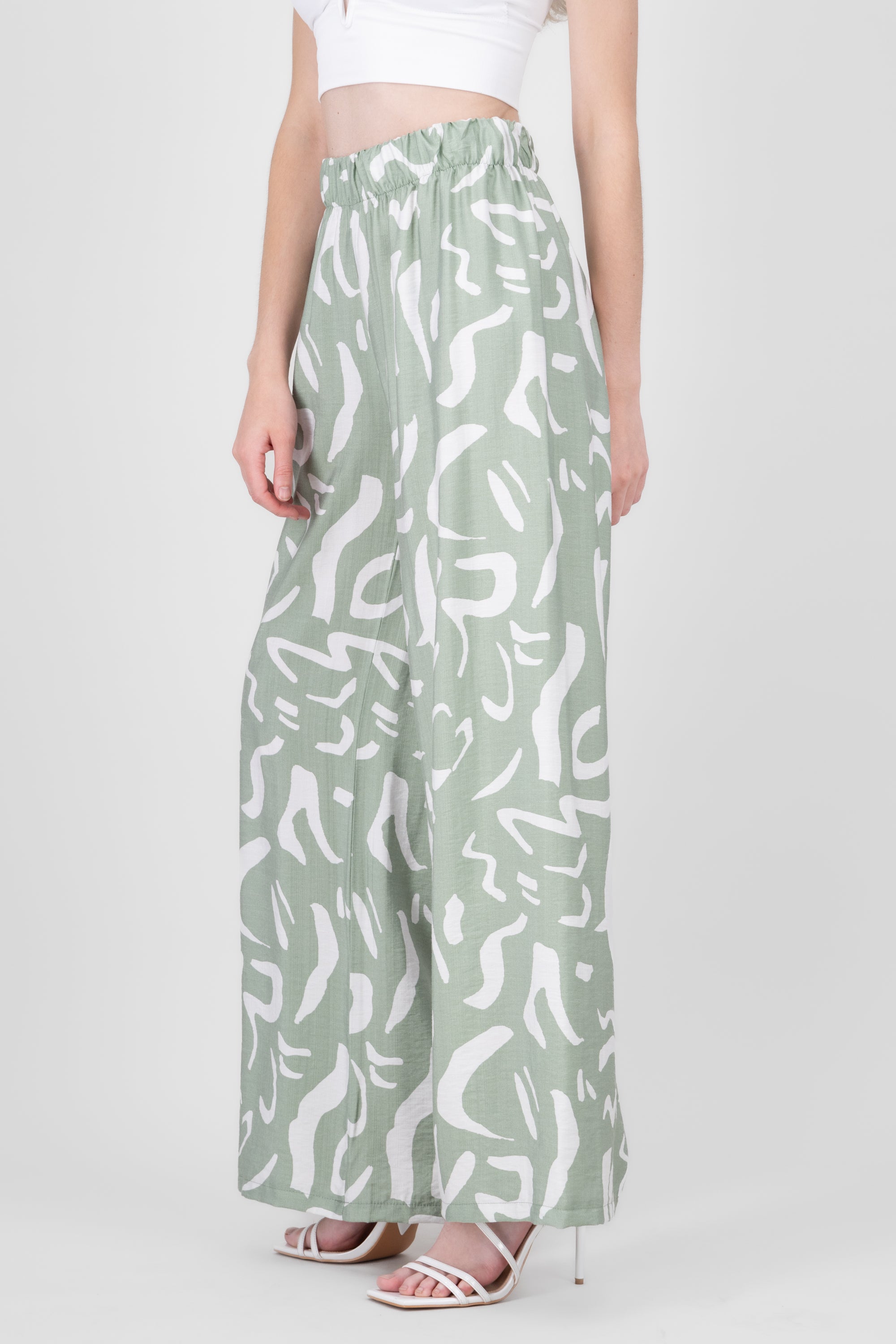 Two  Toned Printed Wide Leg Pant SAGE