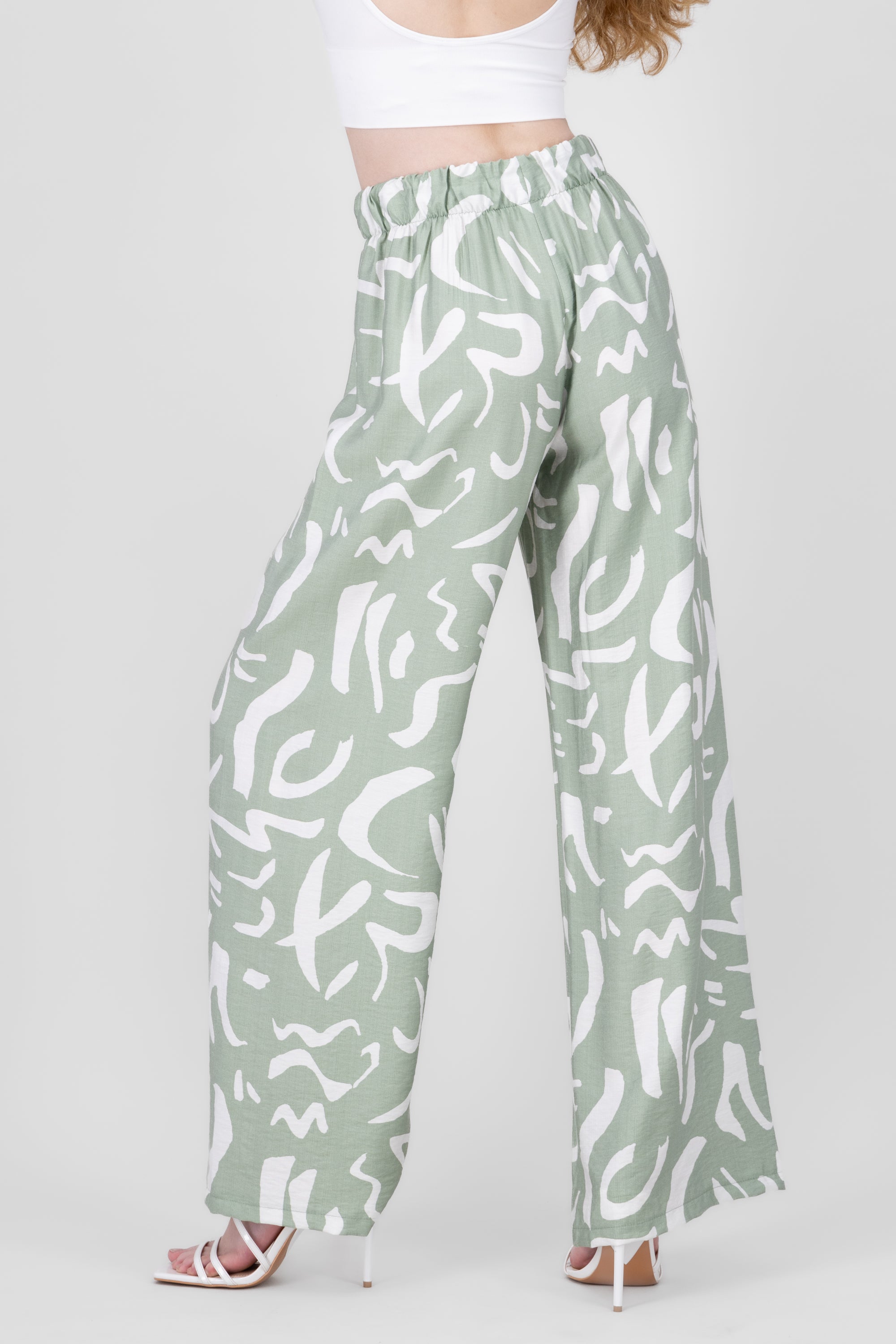 Two  Toned Printed Wide Leg Pant SAGE