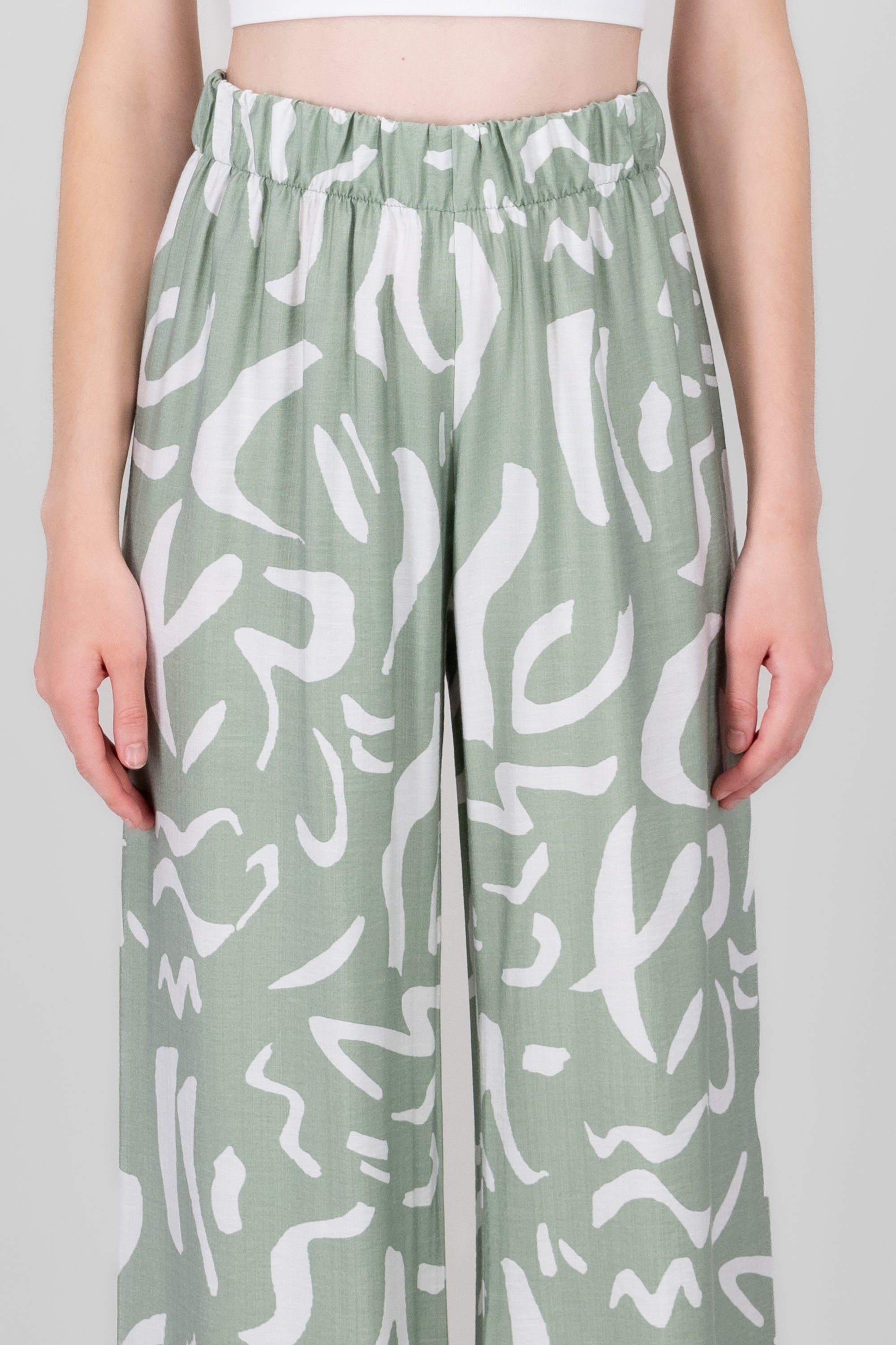 Two  Toned Printed Wide Leg Pant SAGE