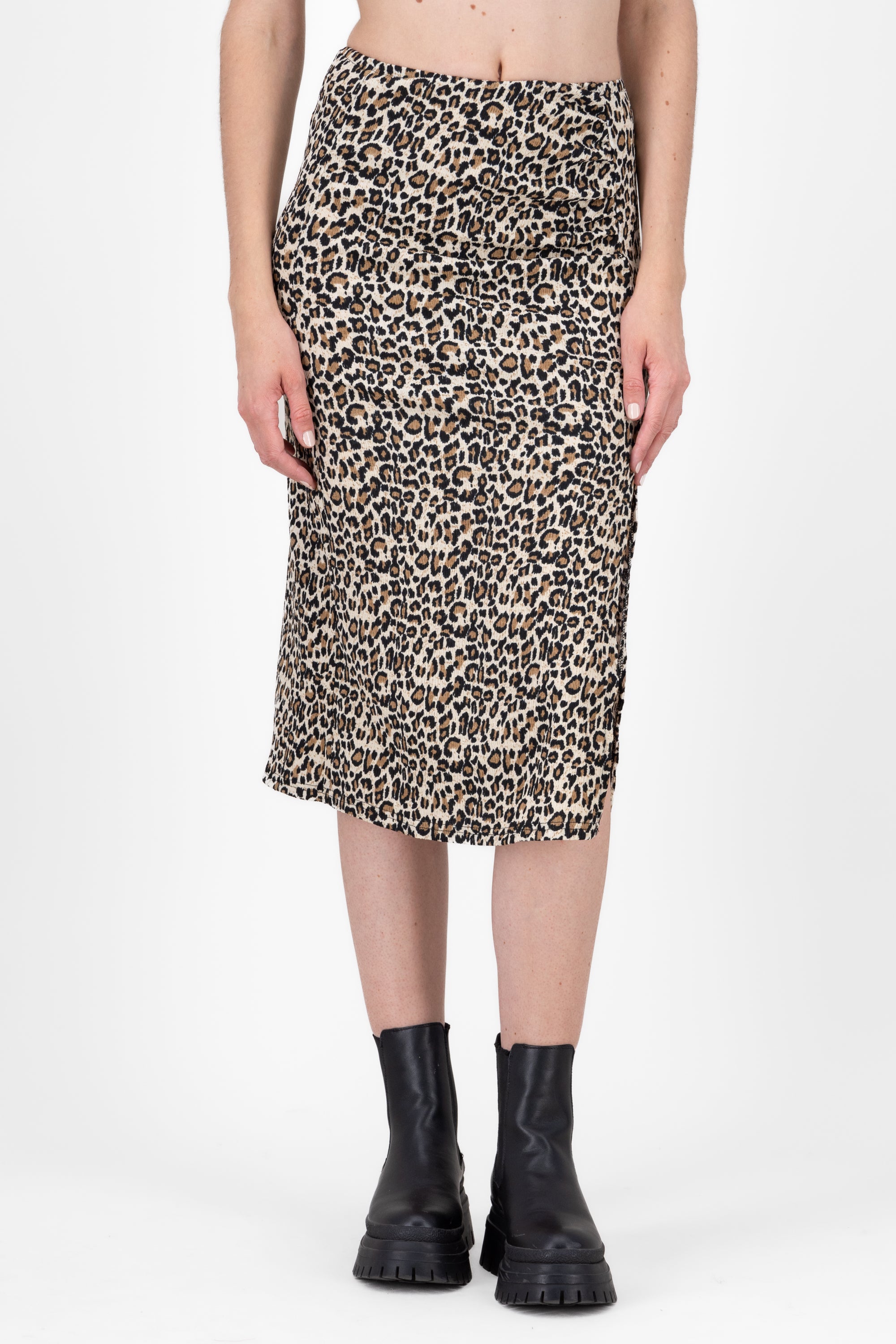 Animal Print Classic Midi Skirt BROWN COMBO