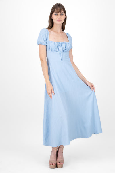 Puff Sleeve Summer Maxi Dress BLUE