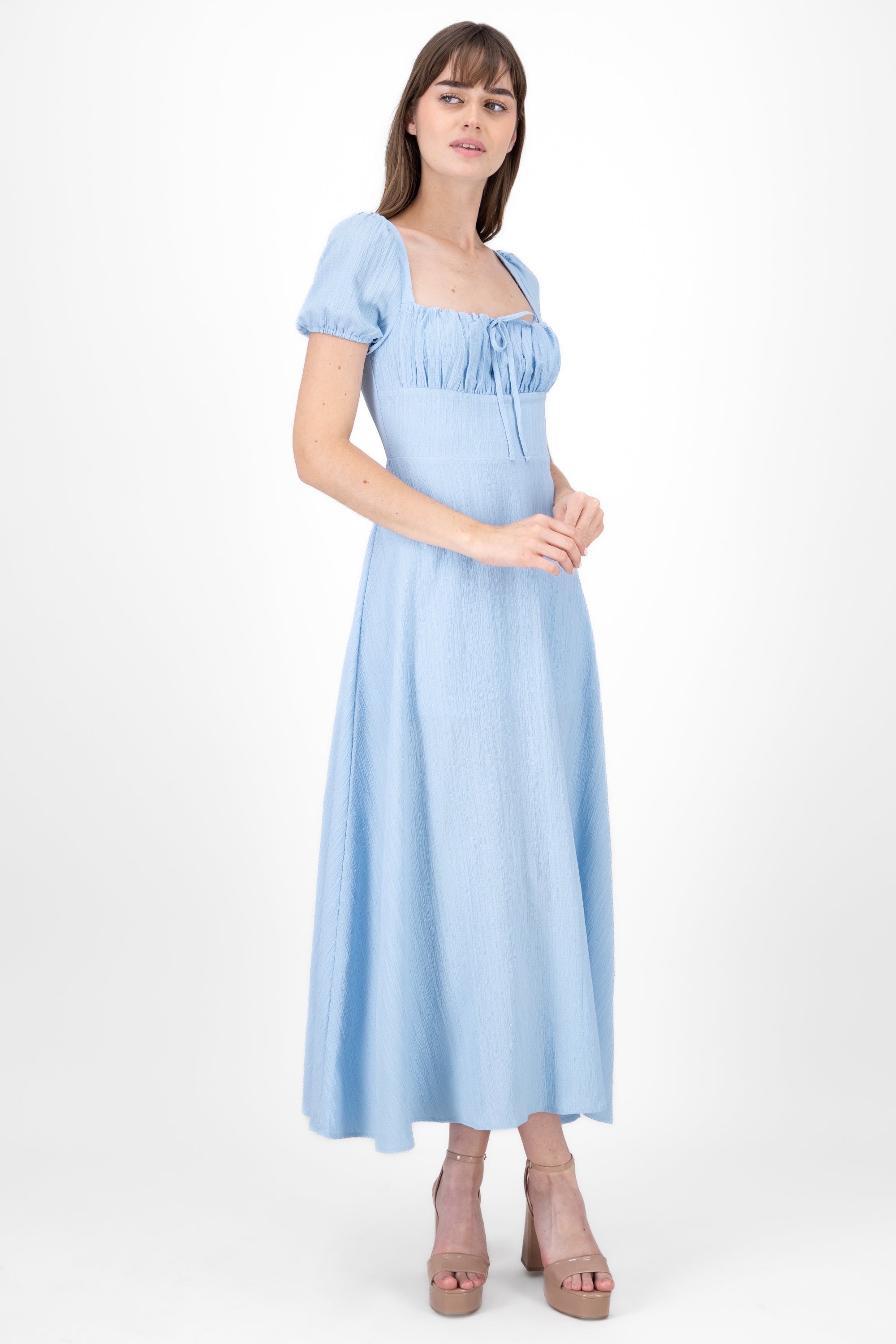 Puff Sleeve Summer Maxi Dress BLUE