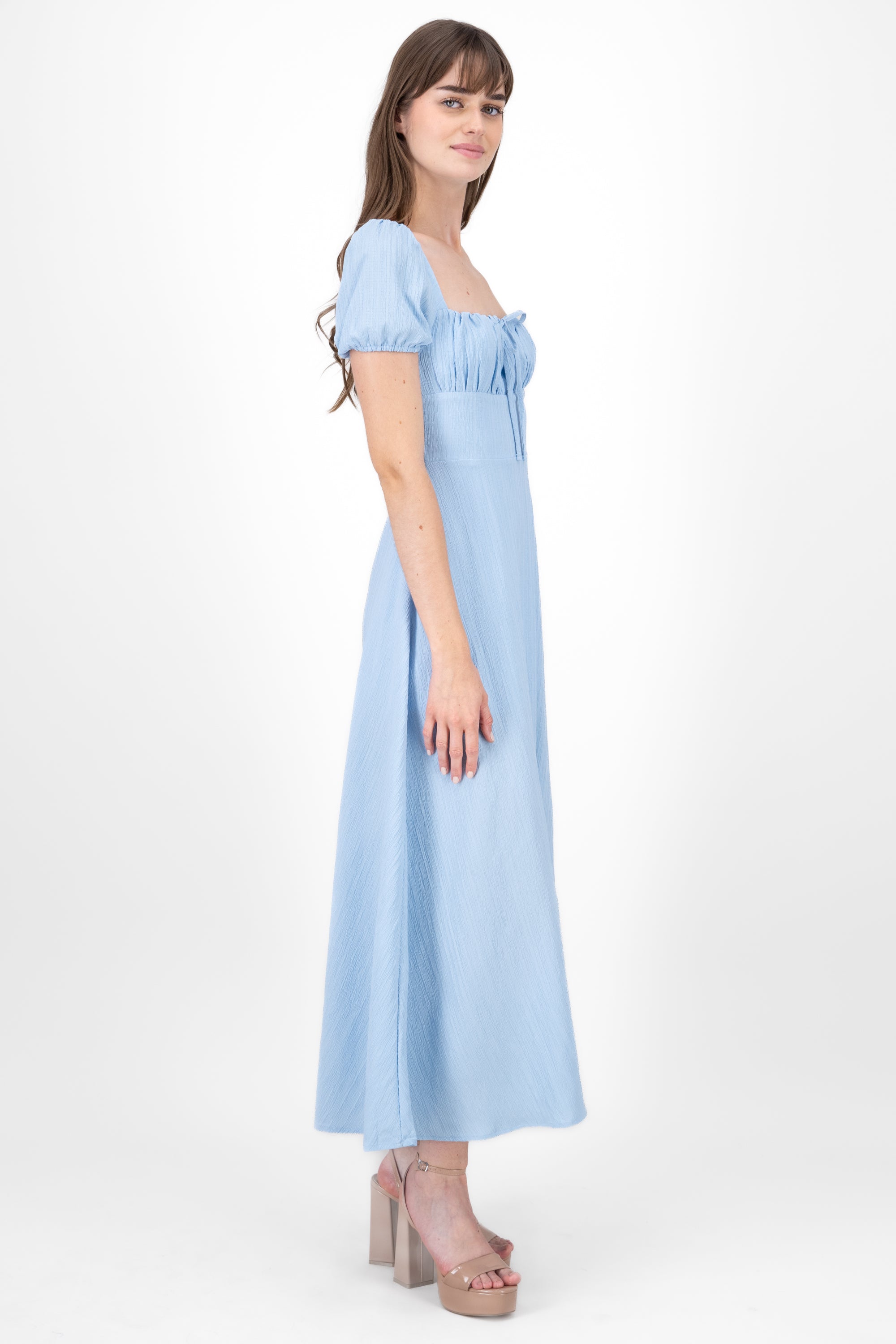 Puff Sleeve Summer Maxi Dress BLUE