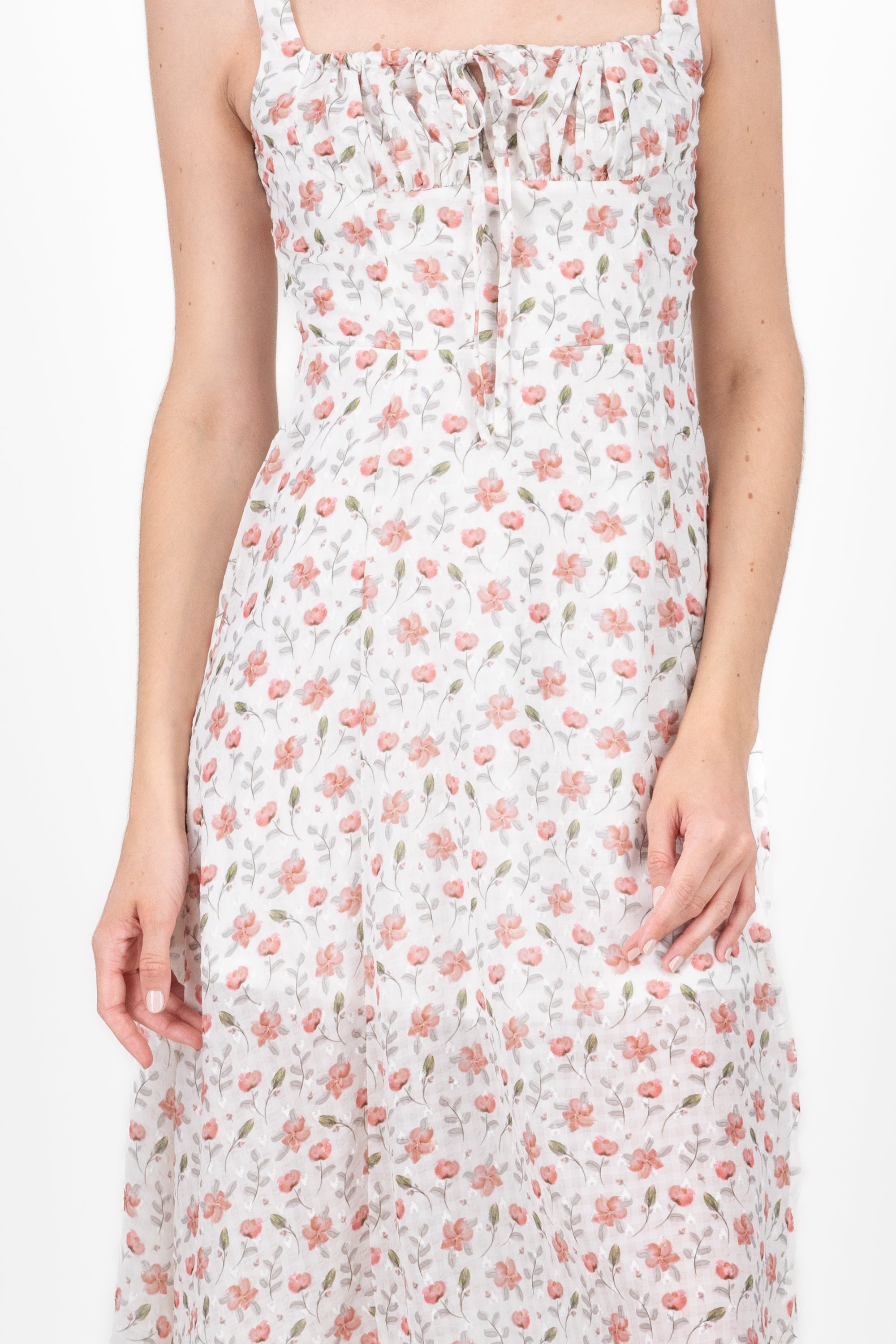 Rose Print Midi Sun Dress PINK COMBO