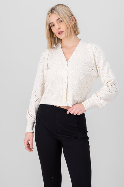 Knit Textured Cardigan CREAM