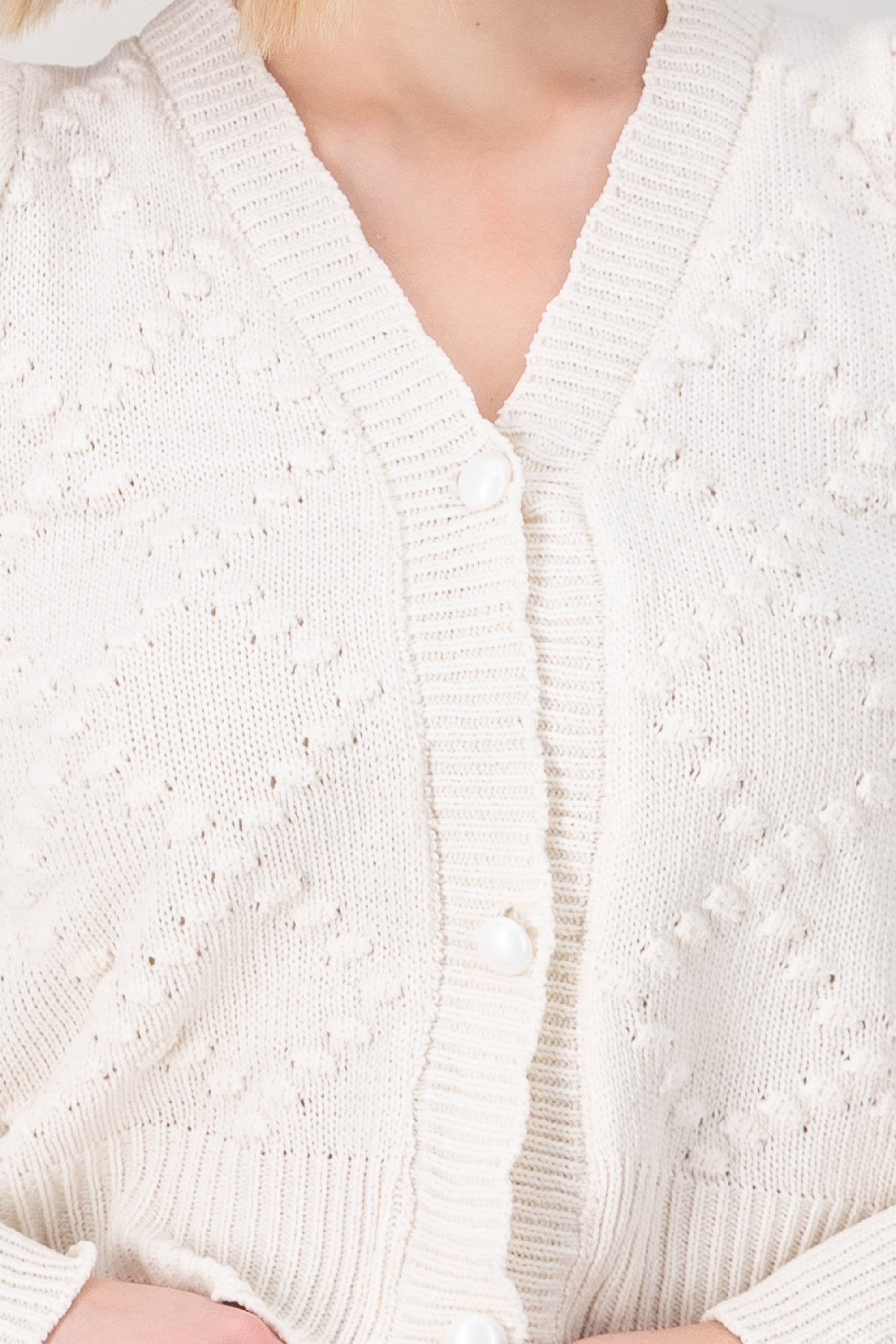 Knit Textured Cardigan CREAM