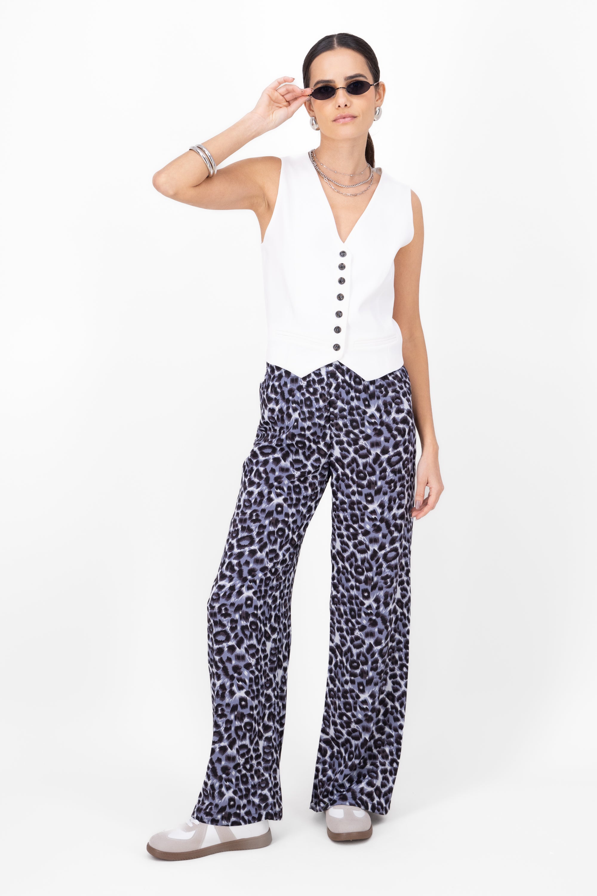 Fierce Animal Print Pants BLUE COMBO