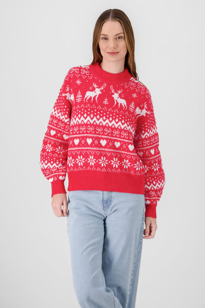 Reindeer Heart Sweater RED COMBO